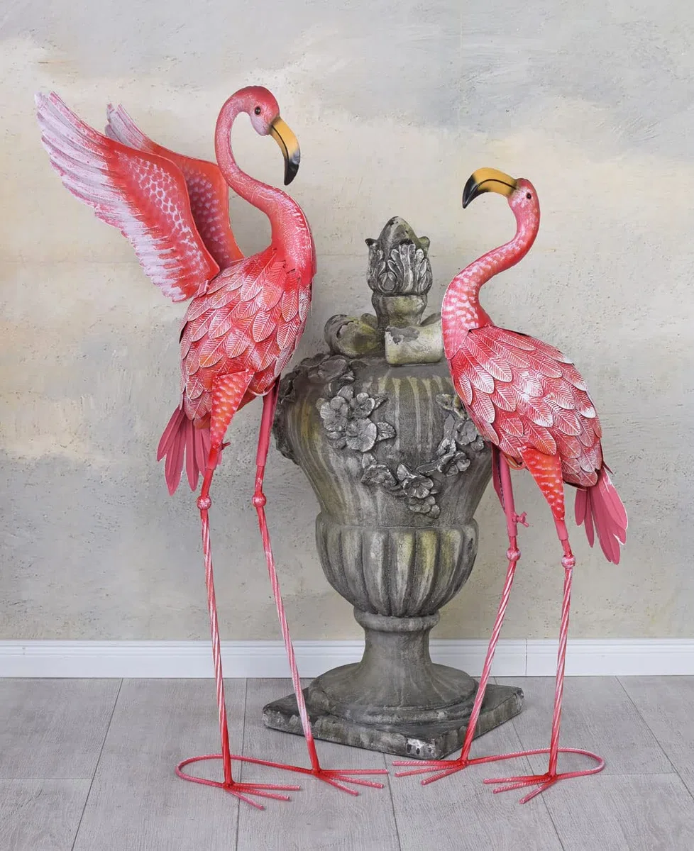 2 flamingi zestaw figurek flamingów ptak na palach figurka ogrodowa 94 cm metalowa figurka ogel dekoracyjny aja302 Palazzo ekskluzywny