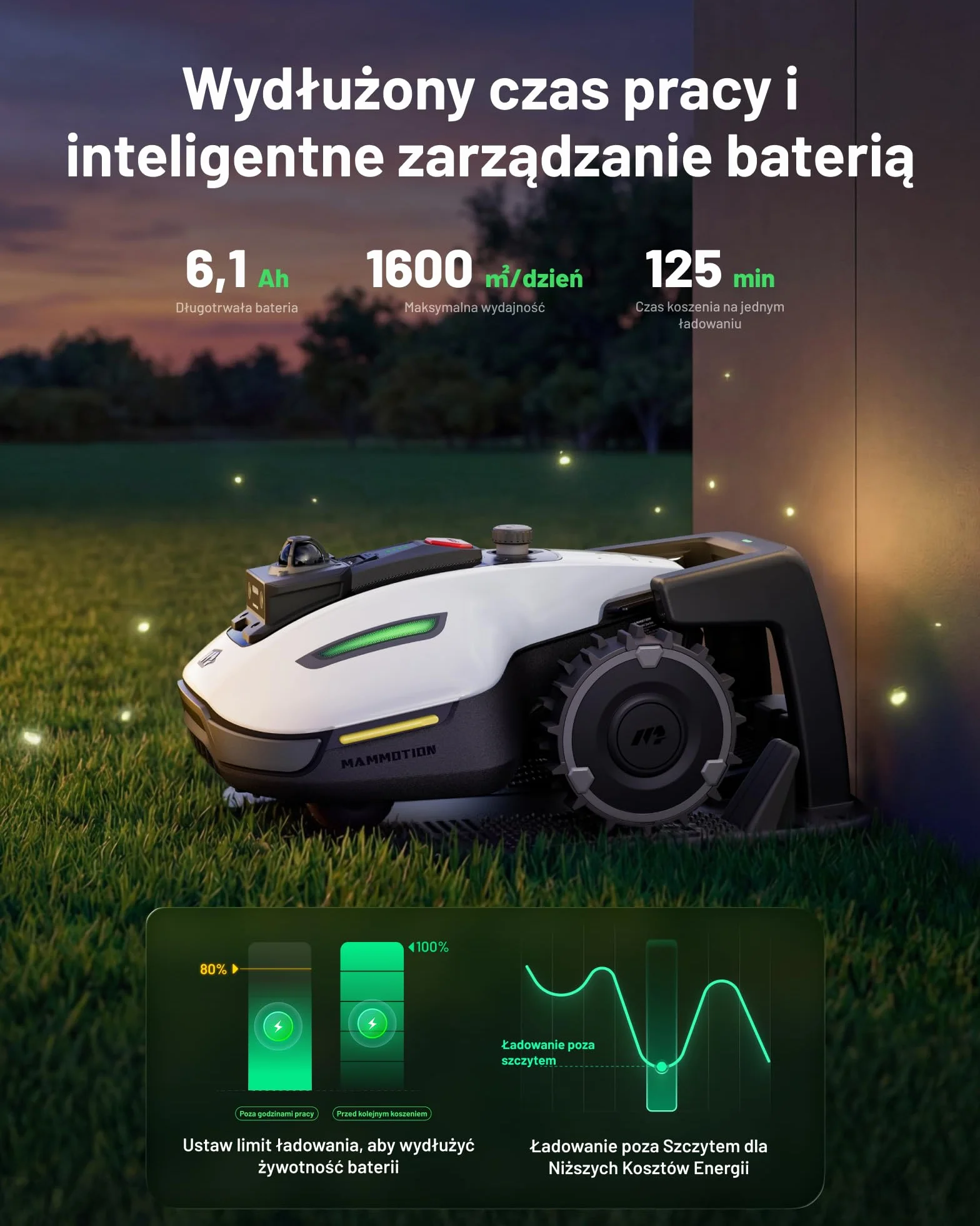 MAMMOTION YUKA mini 2 1000 Robot Koszący bez Kabla Ograniczającego, 1000 m², Nawigacja 360° LiDAR + Kamera AI, Wykrywanie 300 Przeszkód, DropMow