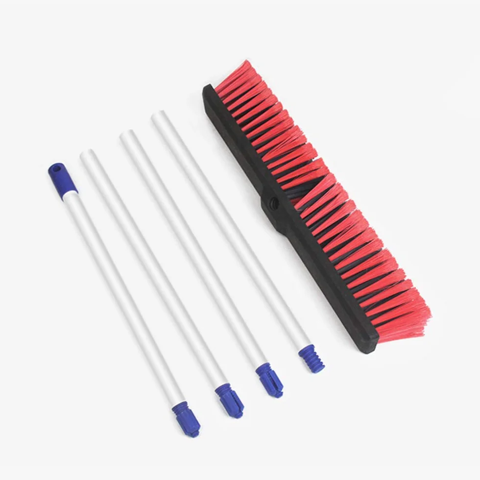 Stainless Steel Push Broom 17.7 in Wide Rough Surface Floor Scrub Brush Indoor Outdoor
