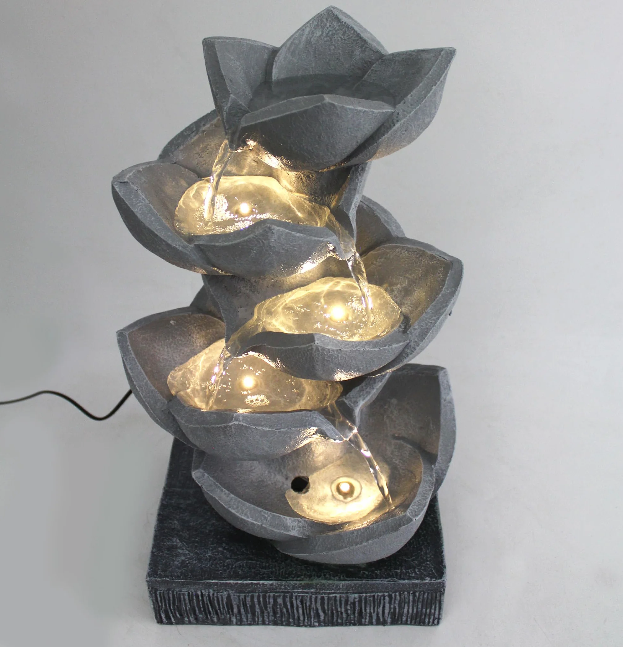Fontanna BK901 z oświetleniem LED, fontanna ogrodowa, rzeźba, figurka ogrodowa, gra wodna, 47 cm, kaskada, fontanna pokojowa, dekoracja ogrodowa