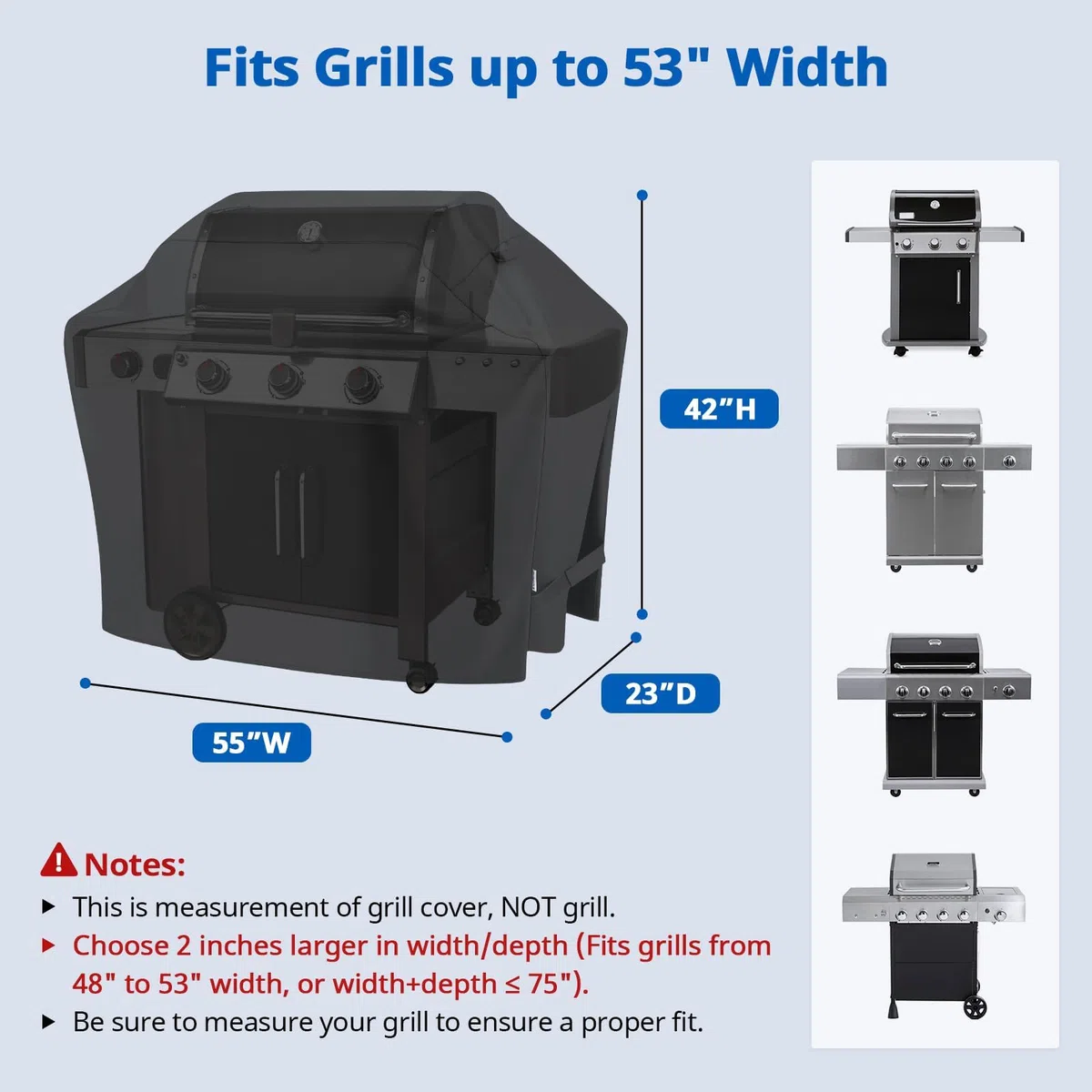 SunPatio Osłona grilla gazowego 140 cm, zewnętrzna osłona grilla do Weber, Charbroil, Nexgrill i Brinkmann, wytrzymała, wodoodporna, odporna na warunki atmosferyczne, trwała tkanina, czarna
