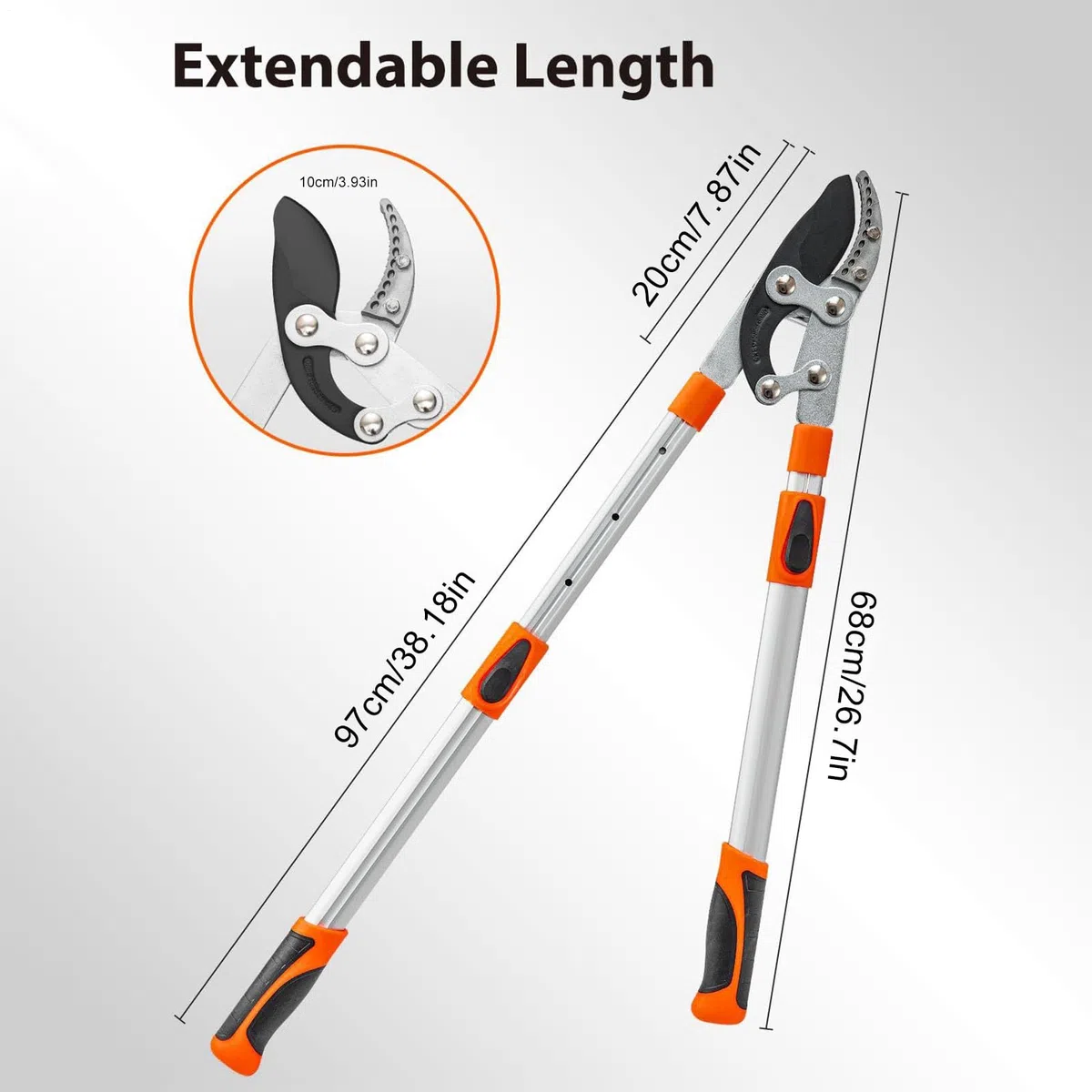 Nożyce Ogrodowe Wytrzymały Teleskopowy Sekator Antypoślizgowy | Ręczne Nożyce Ogrodowe Do Drzew, Żywopłotów, Roślin, Pnączy, Podwórka, Patio, Trawnika, Ścieżek I