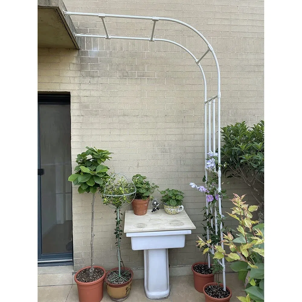 Wytrzymała metalowa kratka ogrodowa, pergola montowana na ścianie, do pnących róż i roślin, odporna na warunki atmosferyczne, wysokość 2,4 m, czarna, wsparcie na zewnątrz, do dekoracji ogrodu