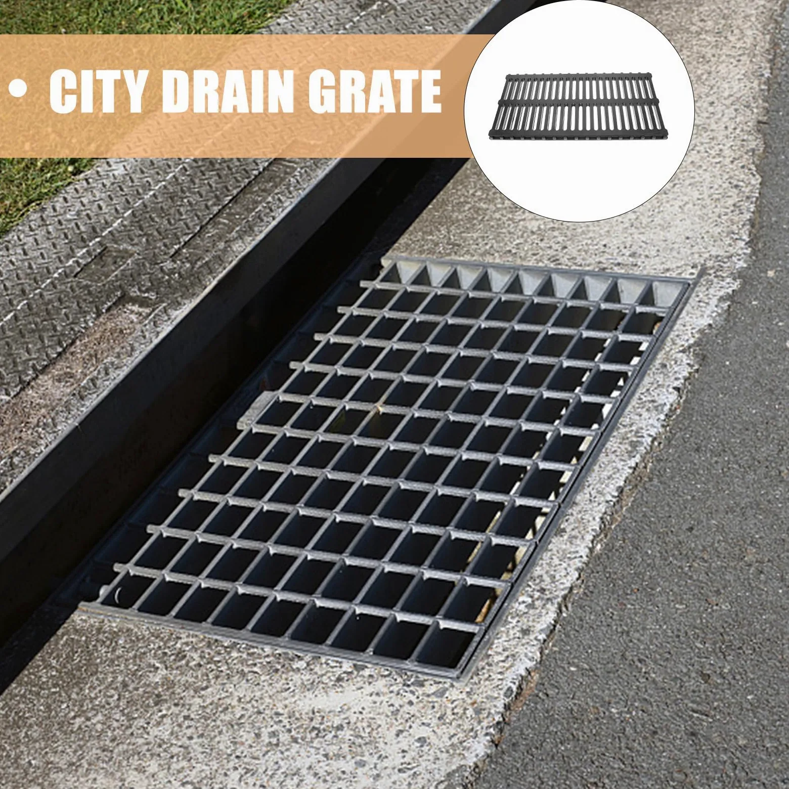 Stabilny 500 x 240 mm wymienna pokrywa odpływowa z żywicy – wytrzymały plastikowy ruszt kanalizacyjny do zarządzania wodą deszczową w ogrodach i na zewnątrz