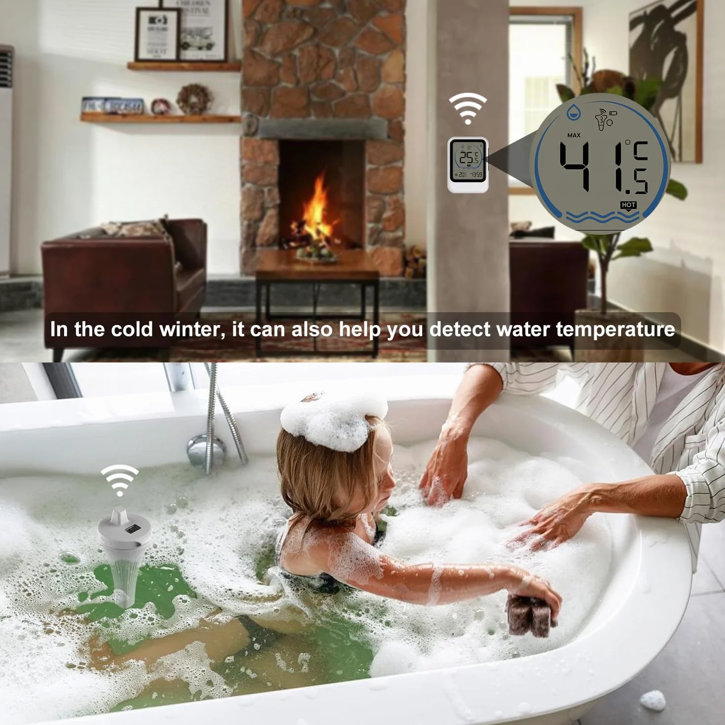 Termometr radiowy do basenu, wodoszczelność IP68, cyfrowy | Cyfrowy termometr basenowy z czujnikiem basenowym, wyświetlaczem LCD, do basenu, akwarium, wanny SPA