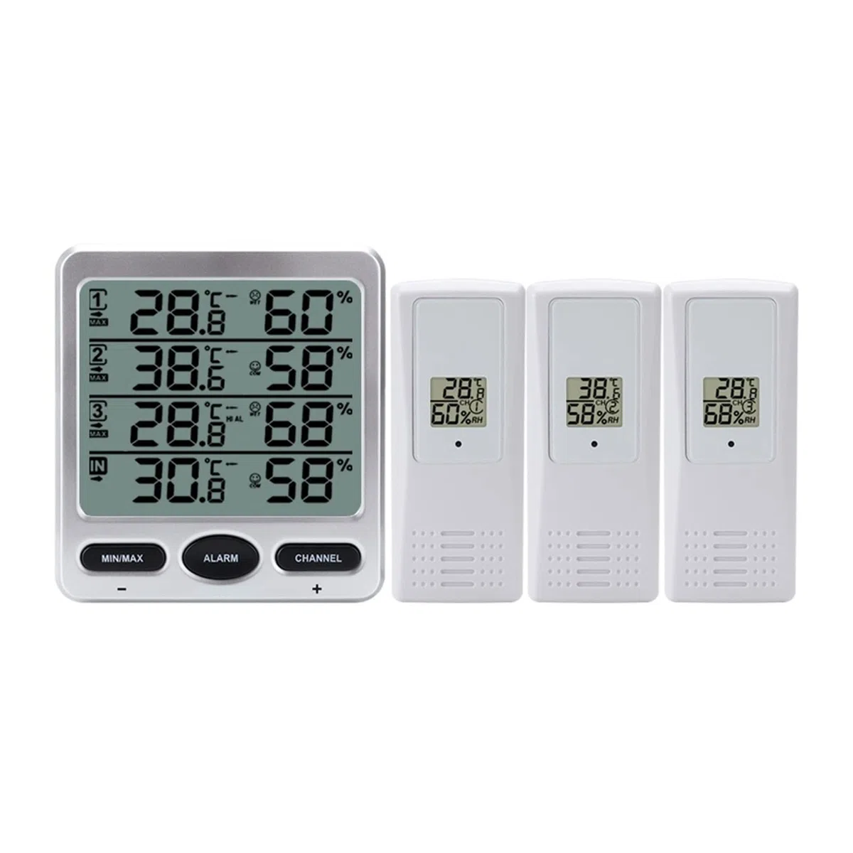 Stacja pogodowa Bezprzewodowy cyfrowy LCD Wewnętrzny higrometr zewnętrzny Wilgotność Monitor temperatury Alarm z 3 czujnikami trendów