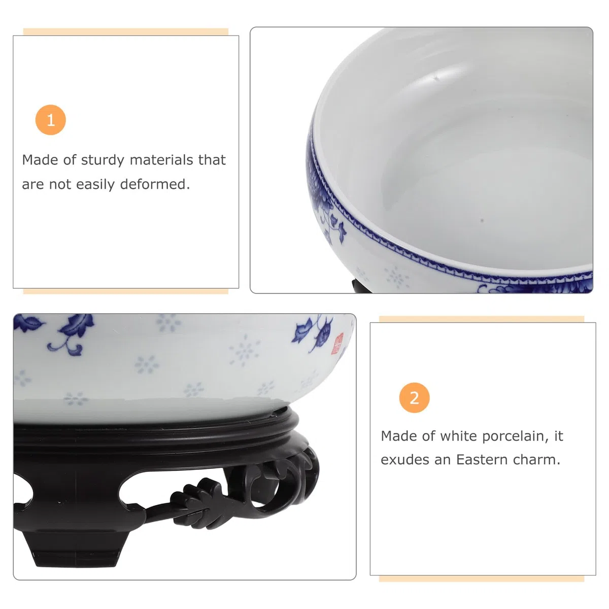 Generic Ceramiczna Doniczka Hydroponiczna Do Kwiatów Lotosu Biała Porcelanowa bez Otworów z Plastikową Podstawą Dekoracyjny Okrągły Pojemnik Do Uprawy Wodnej Biura Balkonu