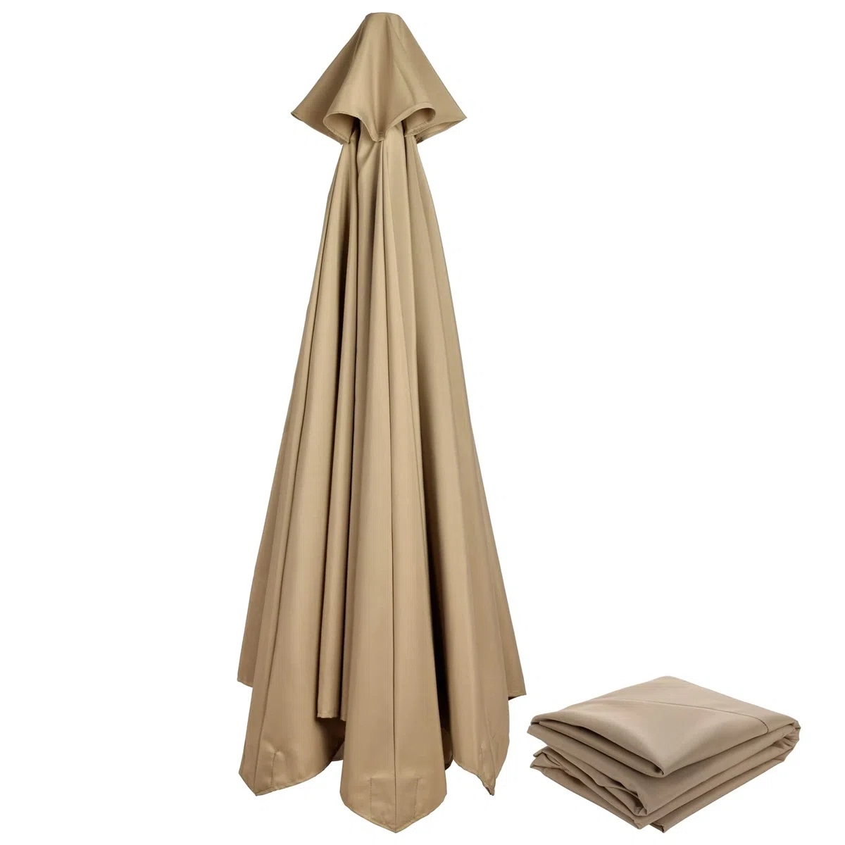 Zewnętrzny parasol tarasowy, zapasowy baldachim - 6 żeber, do ogrodu, na podwórko, plażę, trwały, khaki
