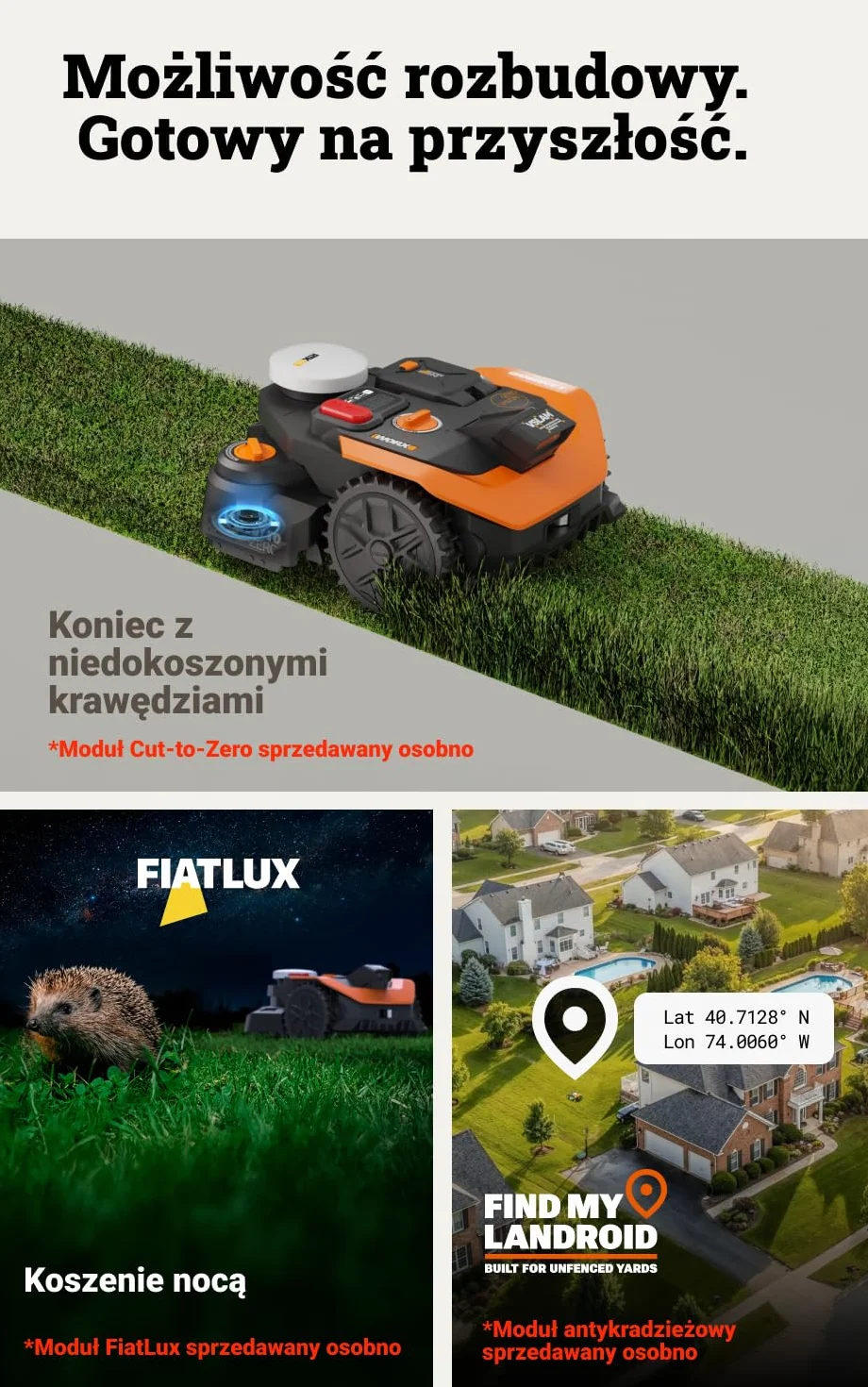 WORX Landroid Vision Cloud WR303E 2WD robot koszący do 300 m² bez kabla ograniczającego