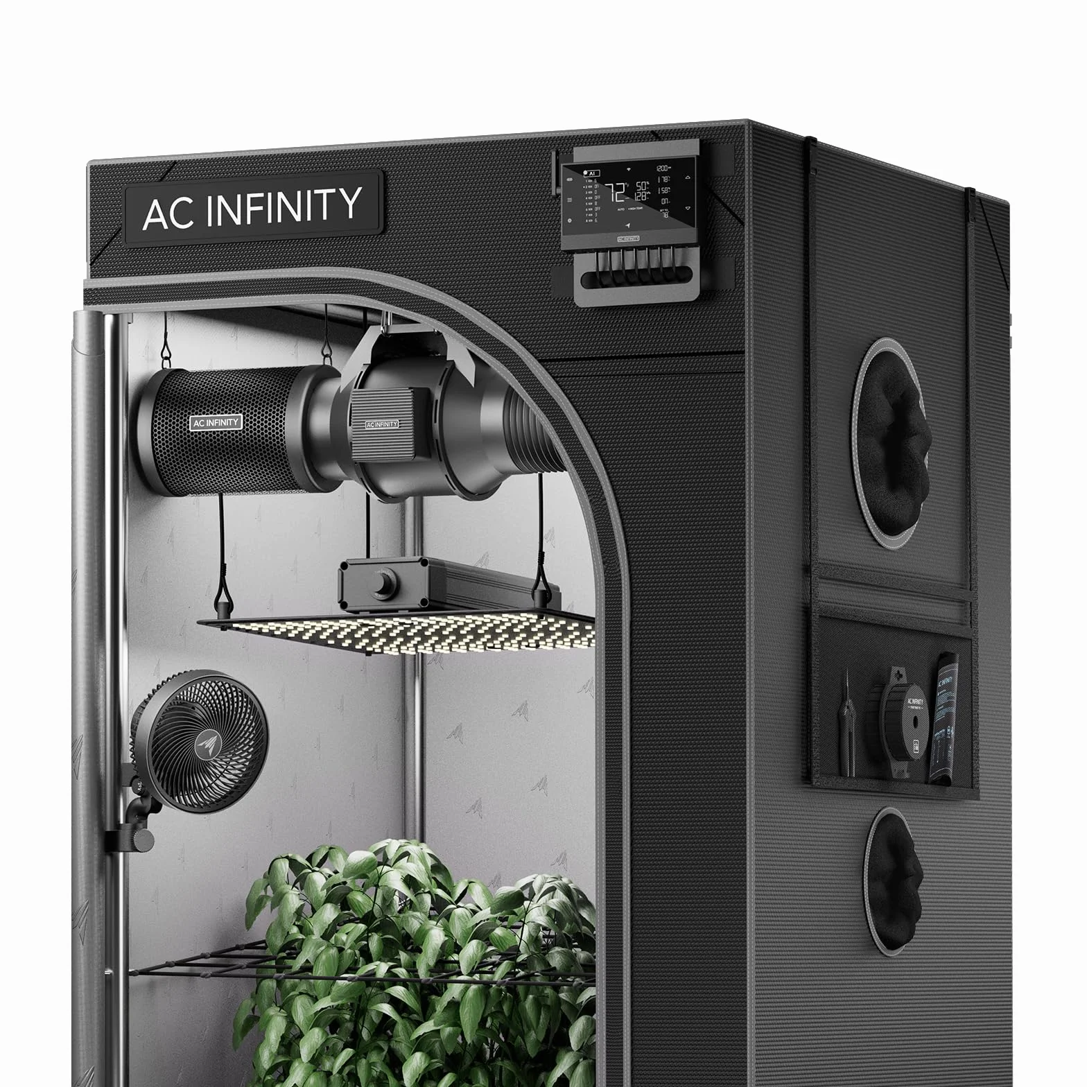 AC Infinity Advance Grow System Compact 2x2 WiFi Zintegrowany Zestaw Do Roślin, Automatyczna Wentylacja, Pełne Spektrum Samsung LM301H, Namiot Mylarowy