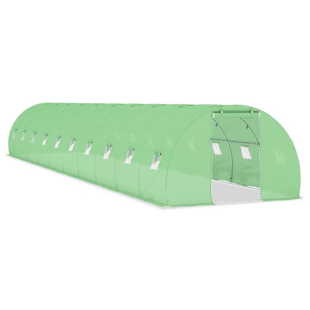Szklarnia, domek do uprawy pomidorów, tunel foliowy 45 m², 15 x 3 x 2 m, z 20 oknami bocznymi, tkanina siatkowa PE o gramaturze 140 g/m², ocynkowana rama stalowa