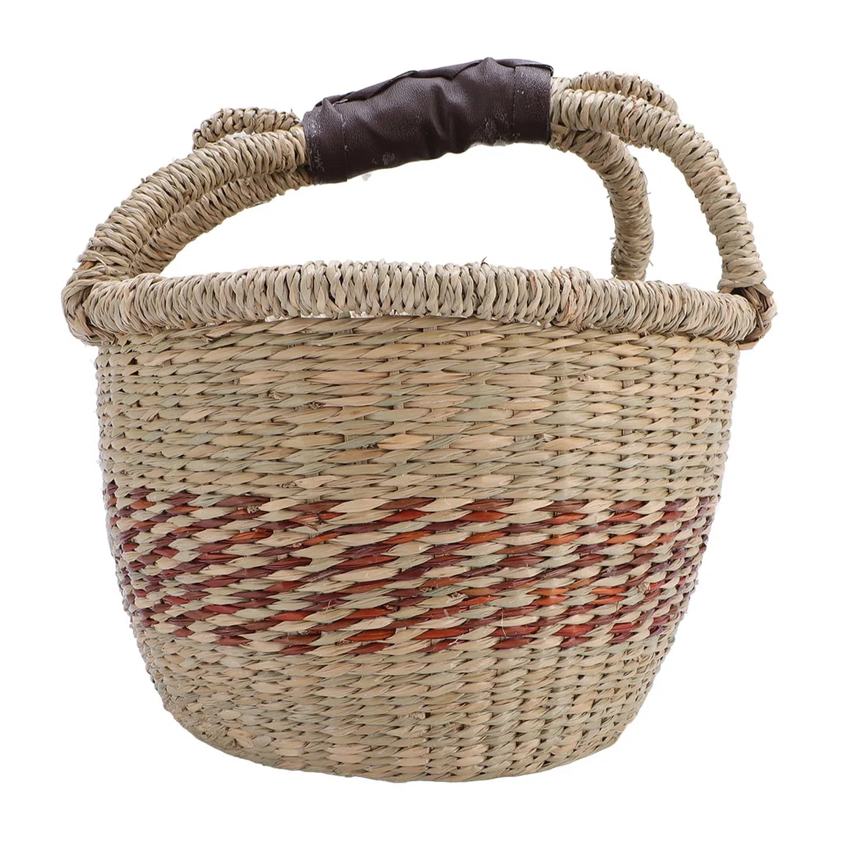 Jeffergarden Kosz Piknikowy, Ręcznie Tkany Kosz do Przechowywania Trawy Morskiej z Uchwytem, ​​25 X 27 X 16 Cm Lekka Konstrukcja do Przenoszenia, Rustykalny Organizer na Kemping, Wędkarstwo, Pikniki