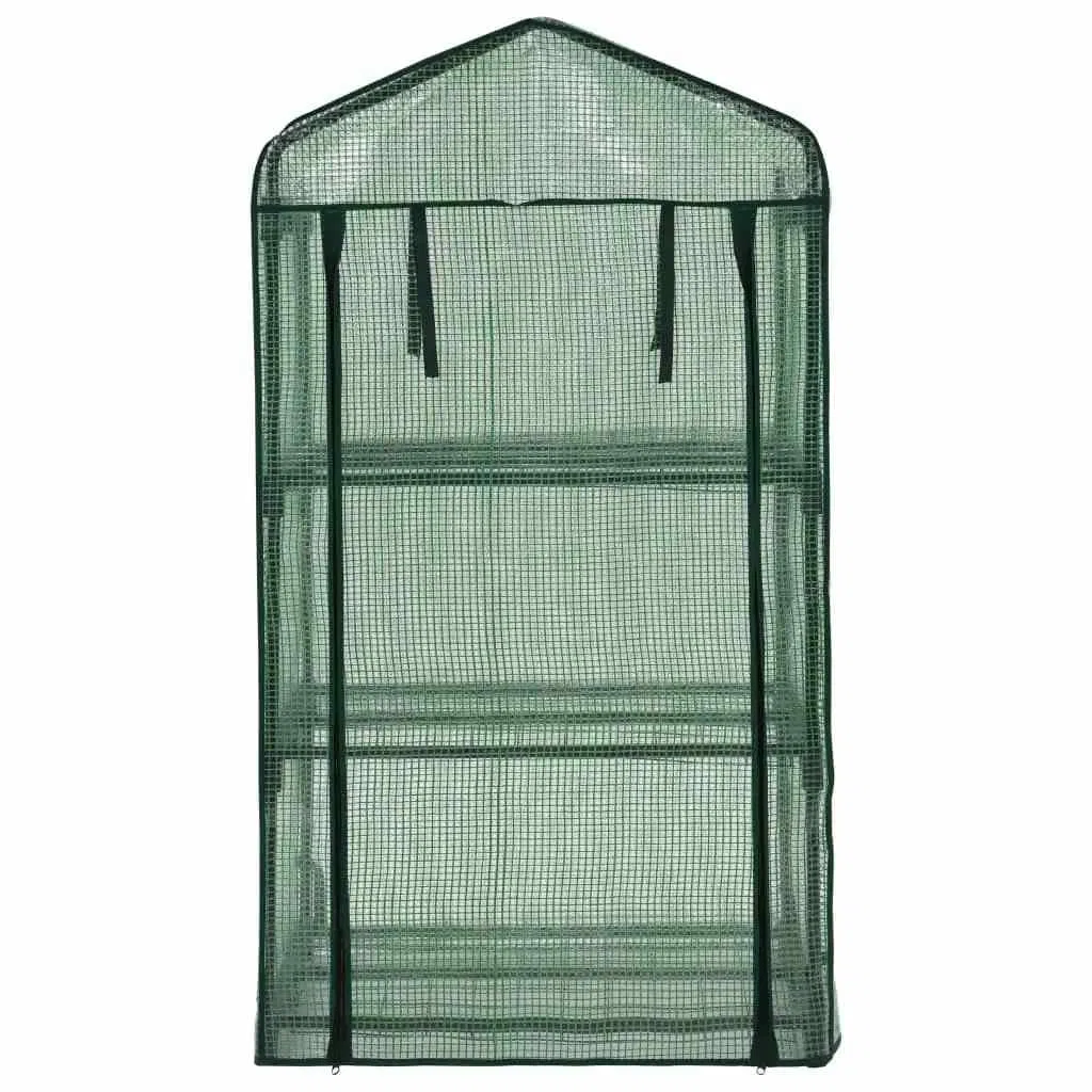 3-stopniowa mini szklarnia 69 x 49 x 125 cm z 3 półkami, odporny na warunki atmosferyczne inspekt z malowanej proszkowo rury stalowej i polietylenu, idealna na pomidory, warzywa, wysiew