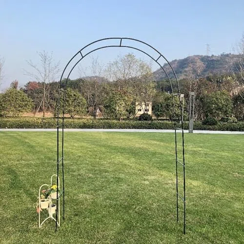 Wytrzymały metalowy łuk różany do użytku wewnątrz i na zewnątrz, solidny stojak na kwiaty pergola i wsparcie dla roślin pnących, elegancka czarna rama pawilonu ogrodowego