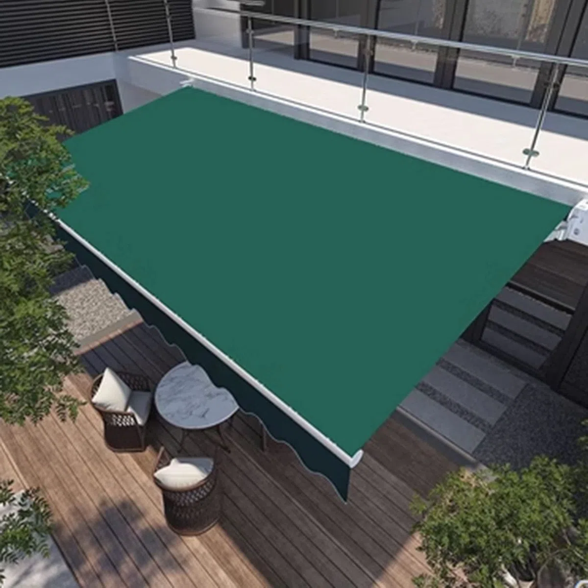Chowany Markiza Cień Tkanina Części Zamienne- Ogród Słońce Cień Daszek Balkon, Do Na Wolnym Powietrzu Balkon Dekoracje 280g Poliester, Dostosowane(Size:22.9x4.9ft,Color:Zielony)