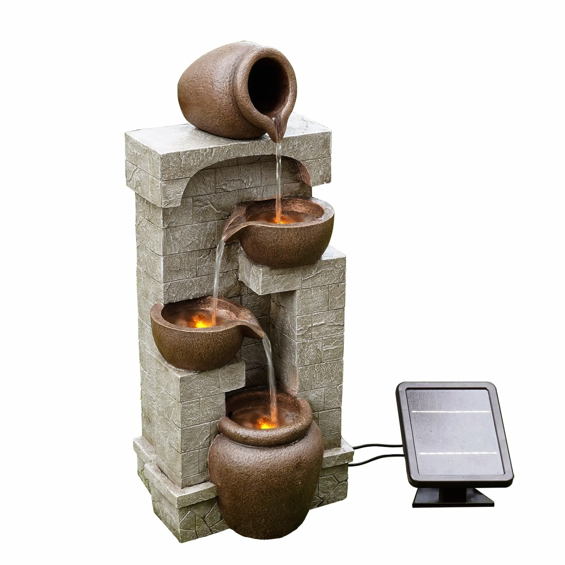 Peaktop energia słoneczna fontanna wodna, ogród, brąz ornament światła PT-SF0001