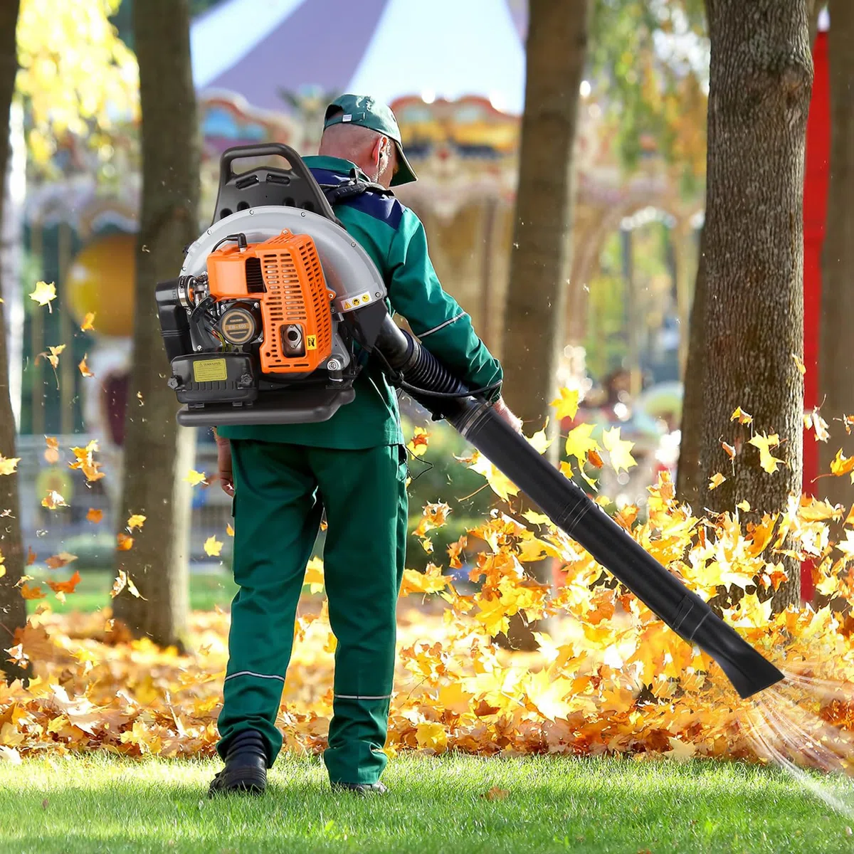 63CC dwusuwowa dmuchawa do liści, benzynowa, przenośna, spalinowa dmuchawa do liści tylnych, 6800 obr./min, duża wydajność powietrza, plecak, odśnieżarka do zamiatania dróg, w tym usuwanie liści i