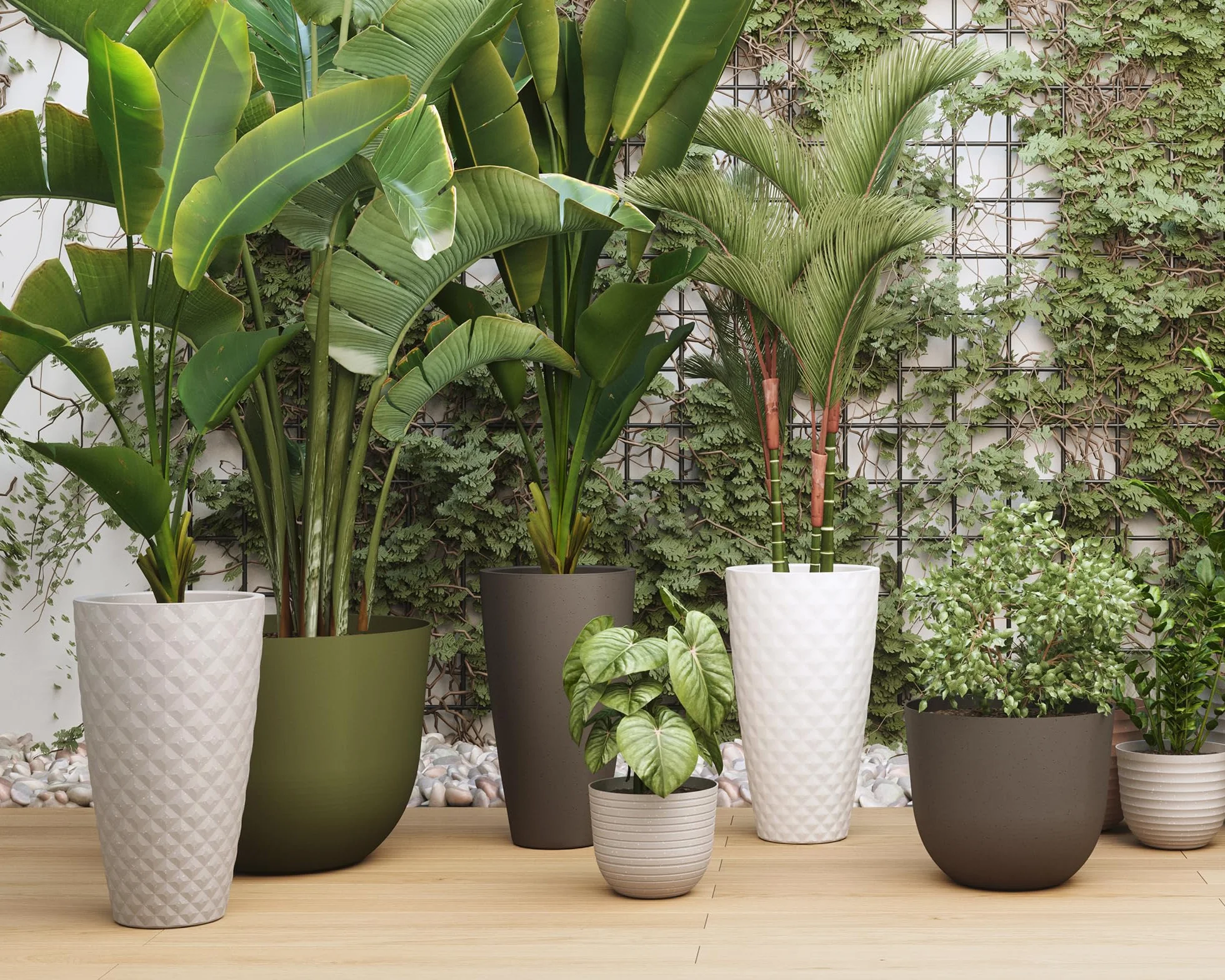 Artevasi Havana Tropical wysoka doniczka, do wewnątrz i na zewnątrz, z wkładką, 70 cm, kolor: biały granit