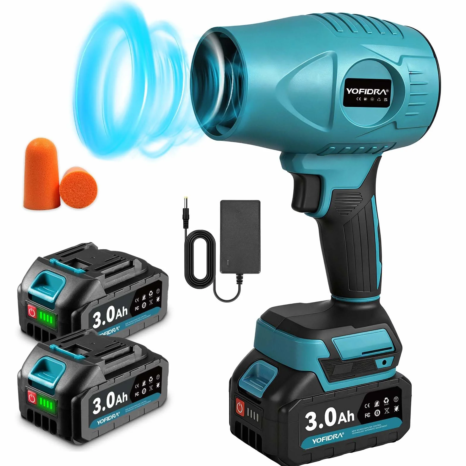 Akumulatorowa dmuchawa do liści Yofidra Turbo 160m/s 280000 obr/min 2x3000mAh