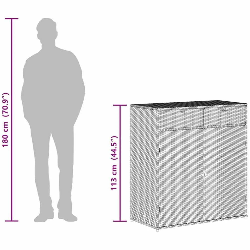 vidaXL Szafka ogrodowa polirattan brązowa 105x55x113 cm