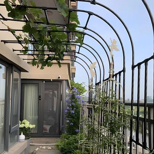 Metal do roślin pnących - półokrągła konstrukcja - łatwy montaż do użytku wewnątrz i na zewnątrz - idealny na patio, trawniki i dekoracje ogrodowe