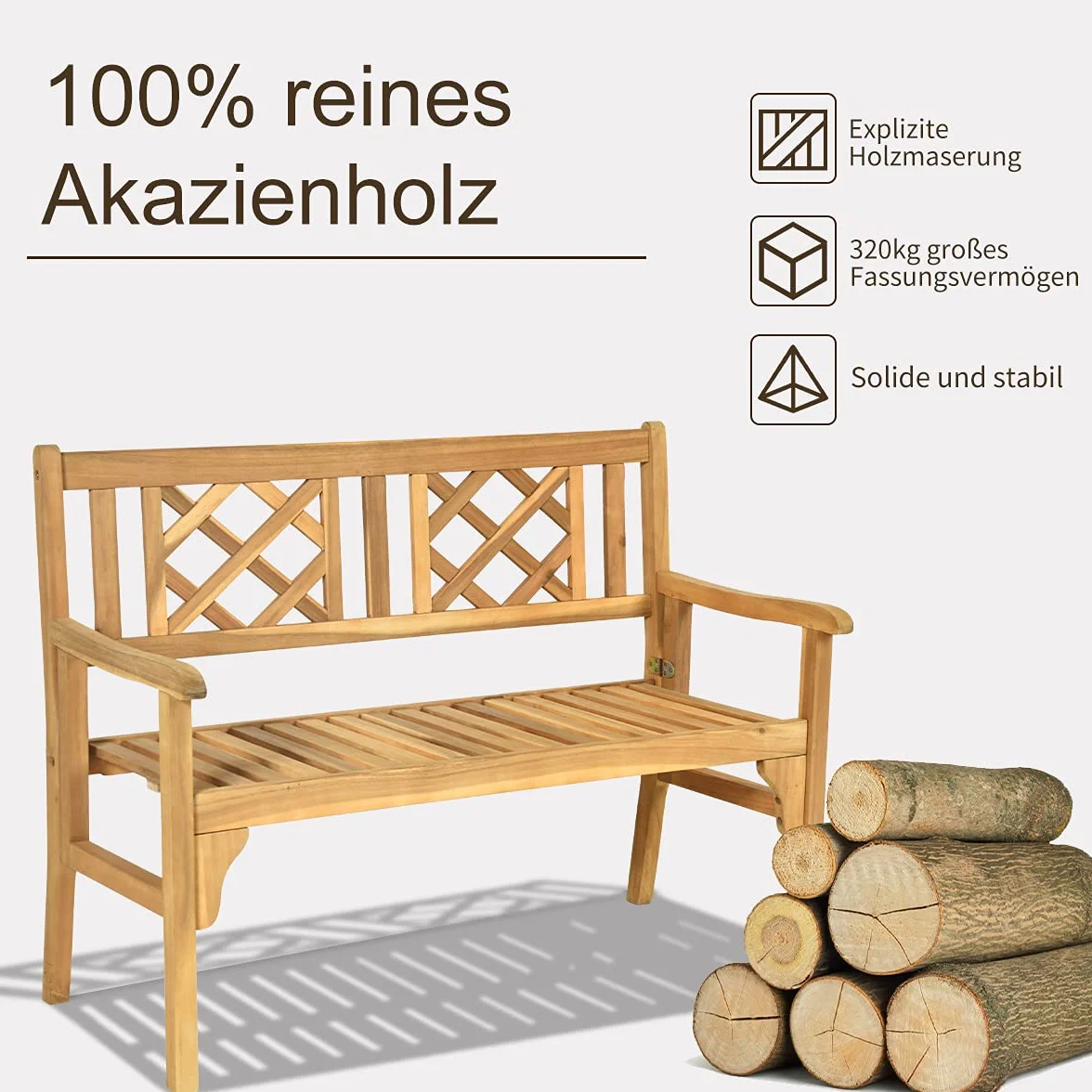 COSTWAY Ławka ogrodowa drewniana składana 2-osobowa 320 kg 120 x 56 x 90 cm