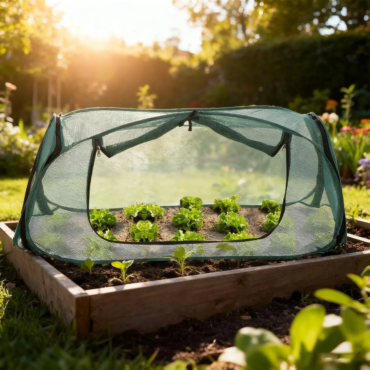 Pokrowce ogrodowe na podwyższone rabatki, 110 x 40 x 40 cm, siatka na rośliny, na zewnątrz, ochrona warzyw i kwiatów, idealna do ochrony pomidorów i sadzonek