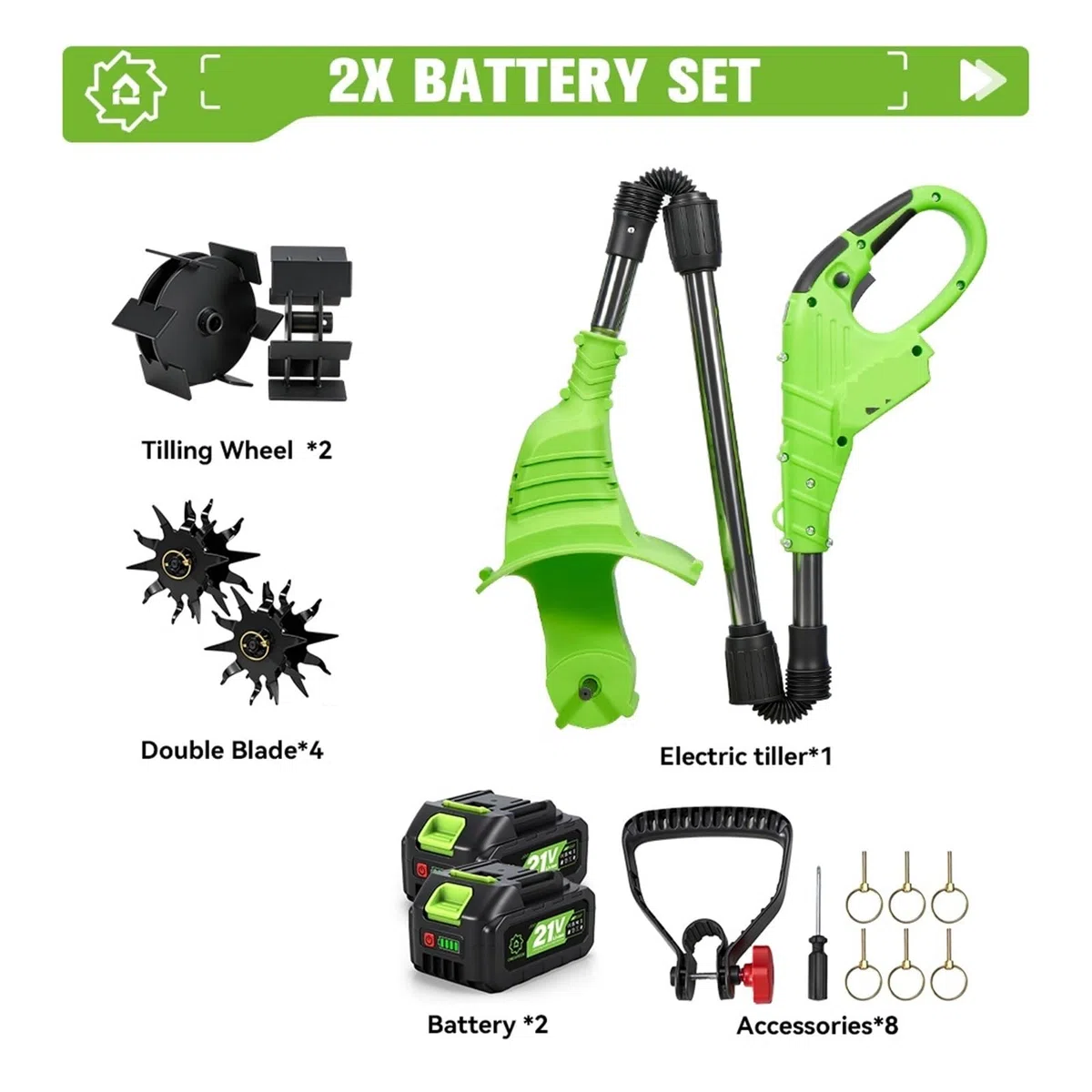 2w1 1200W Elektryczny Kultywator Bezprzewodowy 19CM Kosiarka Do Trawy Rototiller Wertykulator Elektronarzędzia Ogrodowe For18V Pin Baterii DużA Moc(2 Battery Set)