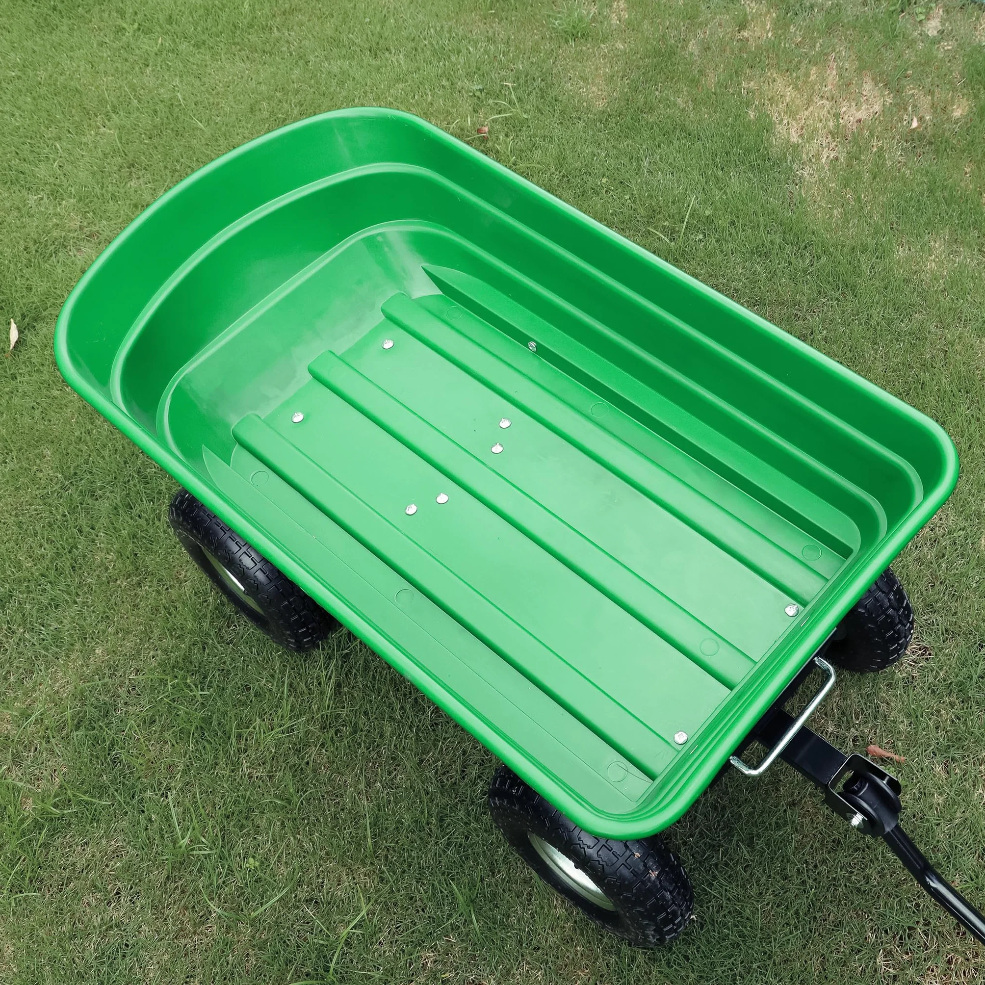 Wiltec Wózek ogrodowy z funkcją pochylenia do 240 kg nośności, wanna plastikowa o pojemności 75 l, wywrotka transportowa na 4 kołach
