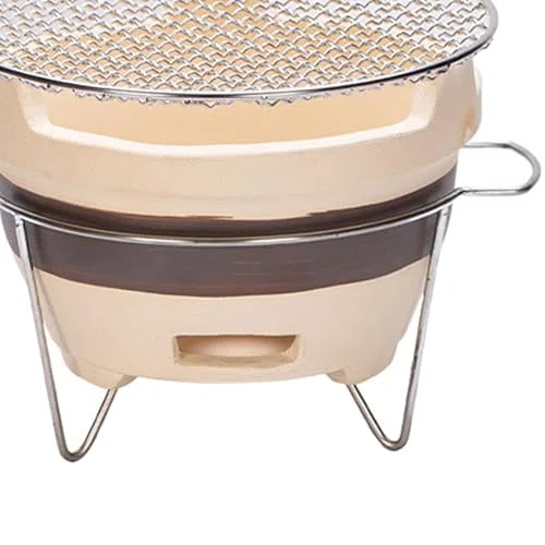 Przenośny grill na węgiel drzewny - japoński piec garncarski, wentylowany, okrągły grill gliniany, na zewnątrz, kemping, ogród, grill, piesze wycieczki, łatwy do przenoszenia