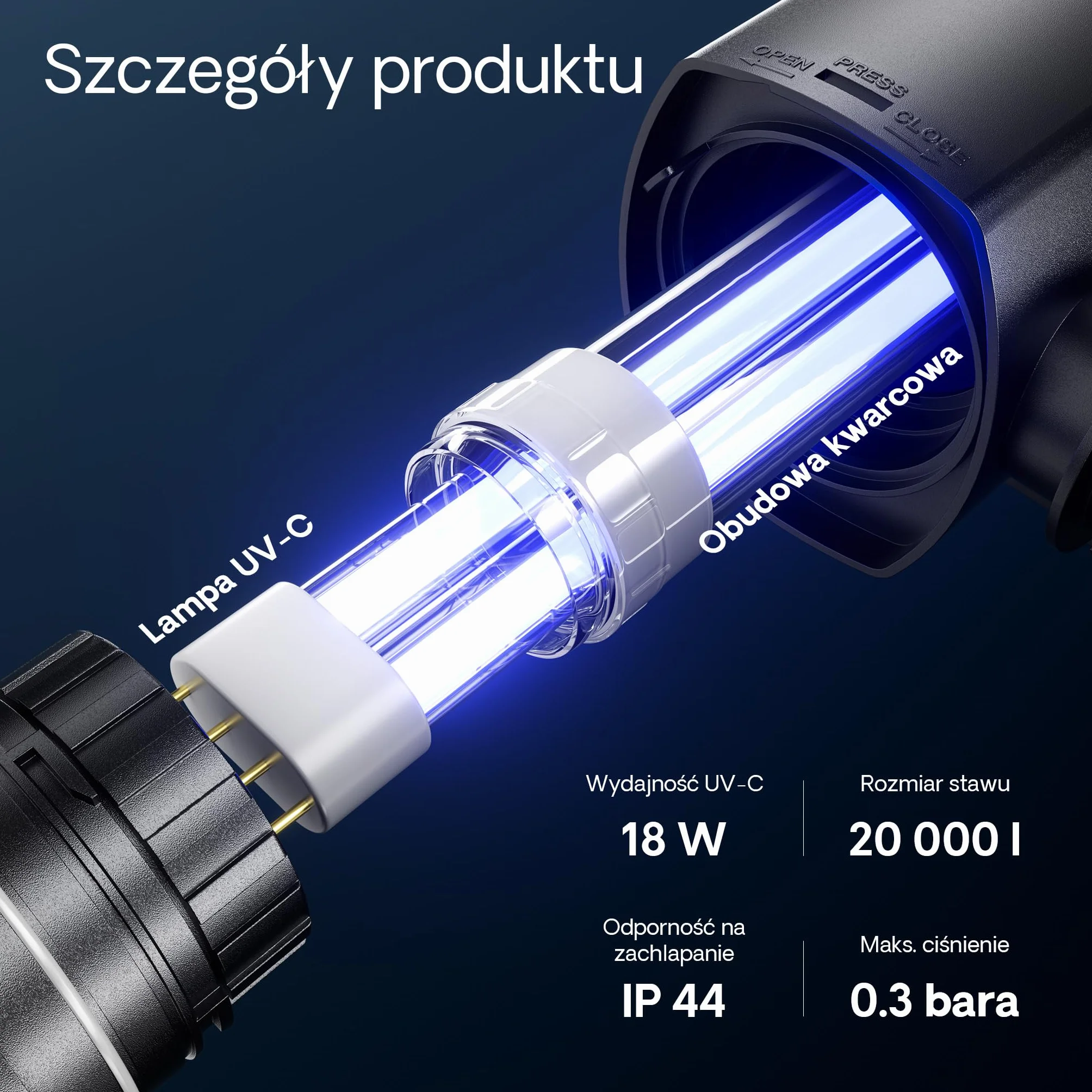 SunSun CUV-218 osadnik do oczka wodnego 2500 l/h 18 W UVC filtr stawowy