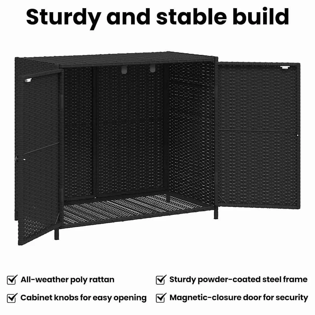vidaXL Szafka ogrodowa polirattan czarna 83x45x76 cm