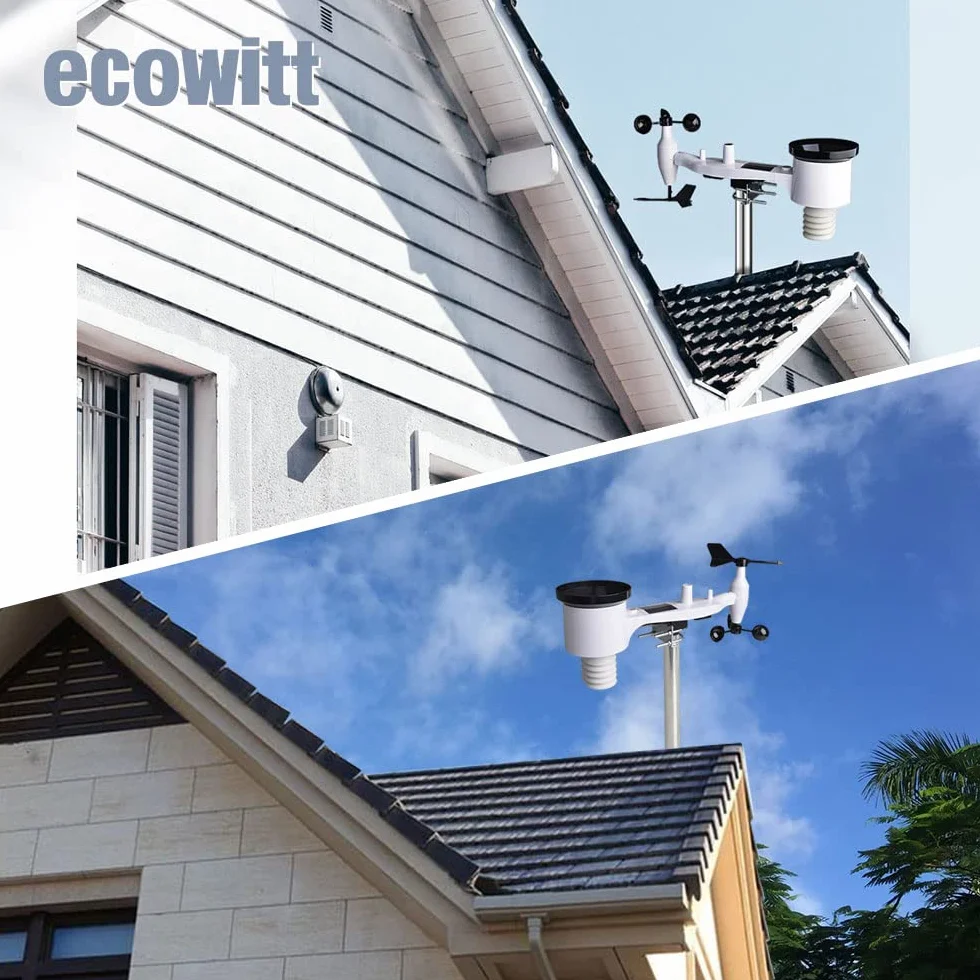 ECOWITT WS2910 Stacja pogodowa z czujnikiem zewnętrznym, bezprzewodowy czujnik pogody 7 w 1 WS69 + 7-calowa kolorowa konsola LCD 3 w 1, prognoza pogody dla gospodarstwa domowego, ogrodu