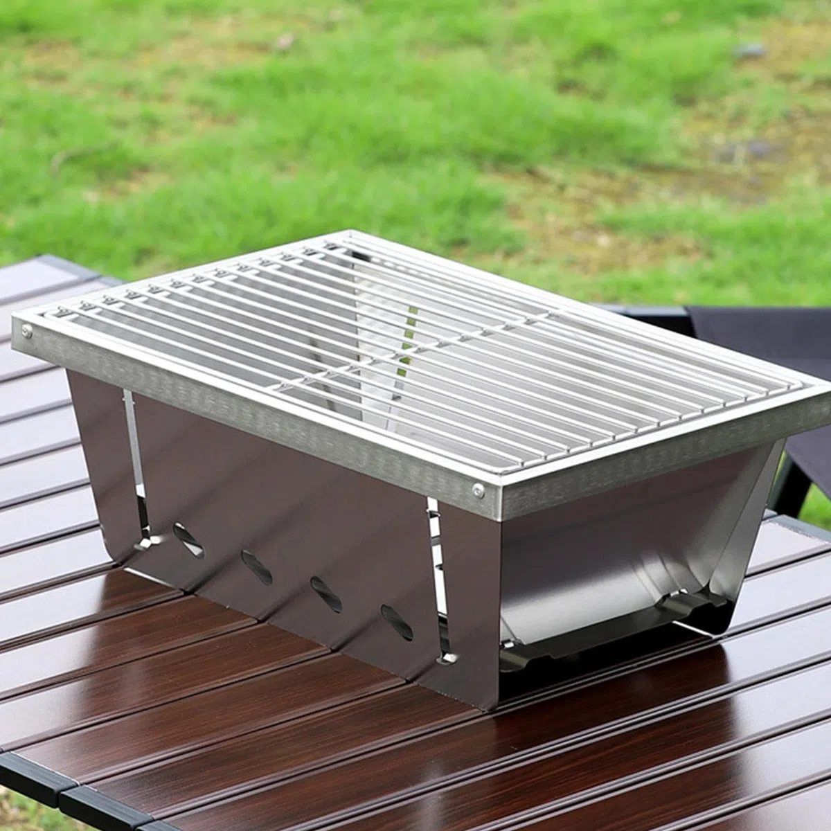 Przenośny Grill Ogniskowy Sprzęt Do Gotowania Ze Stali Nierdzewnej Odporny | Grill Na Węgiel Drzewny Do Barbecue Na Wędkowanie Wędrówki Balkon Taras Podróżowanie Grillowanie Przy Ognisku