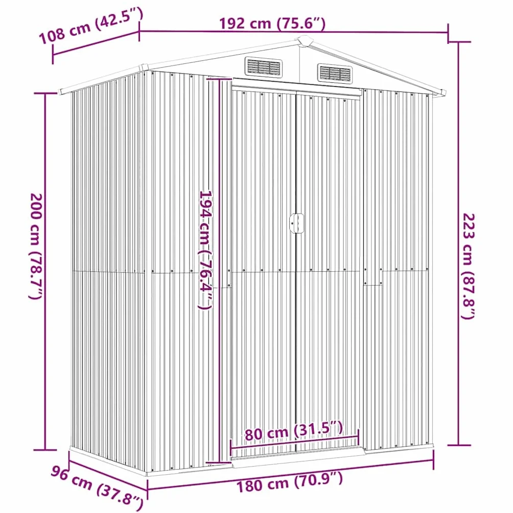 Bussandri Exclusive - Szopa ogrodowa 192x108x223 cm stal ocynkowana zielony