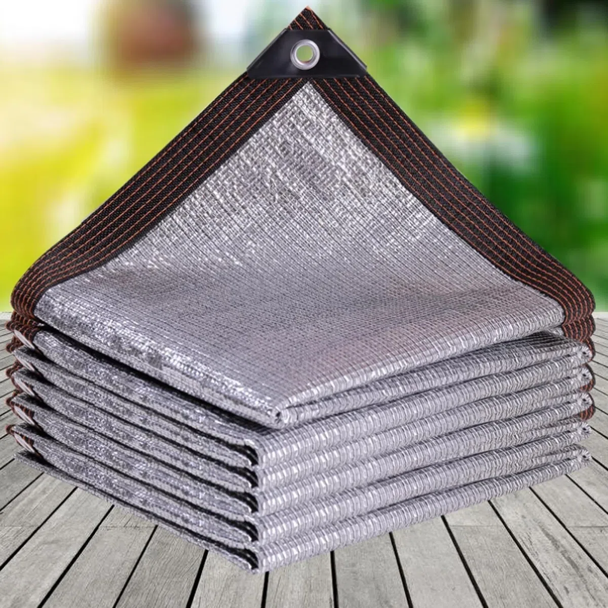 Odblaskowa srebrna tkanina przeciwsłoneczna 99% blokująca promieniowanie UV z oczkami, patio, na balkon, na zewnątrz, kemping, ogród, szklarnię, pokrowiec na samochód