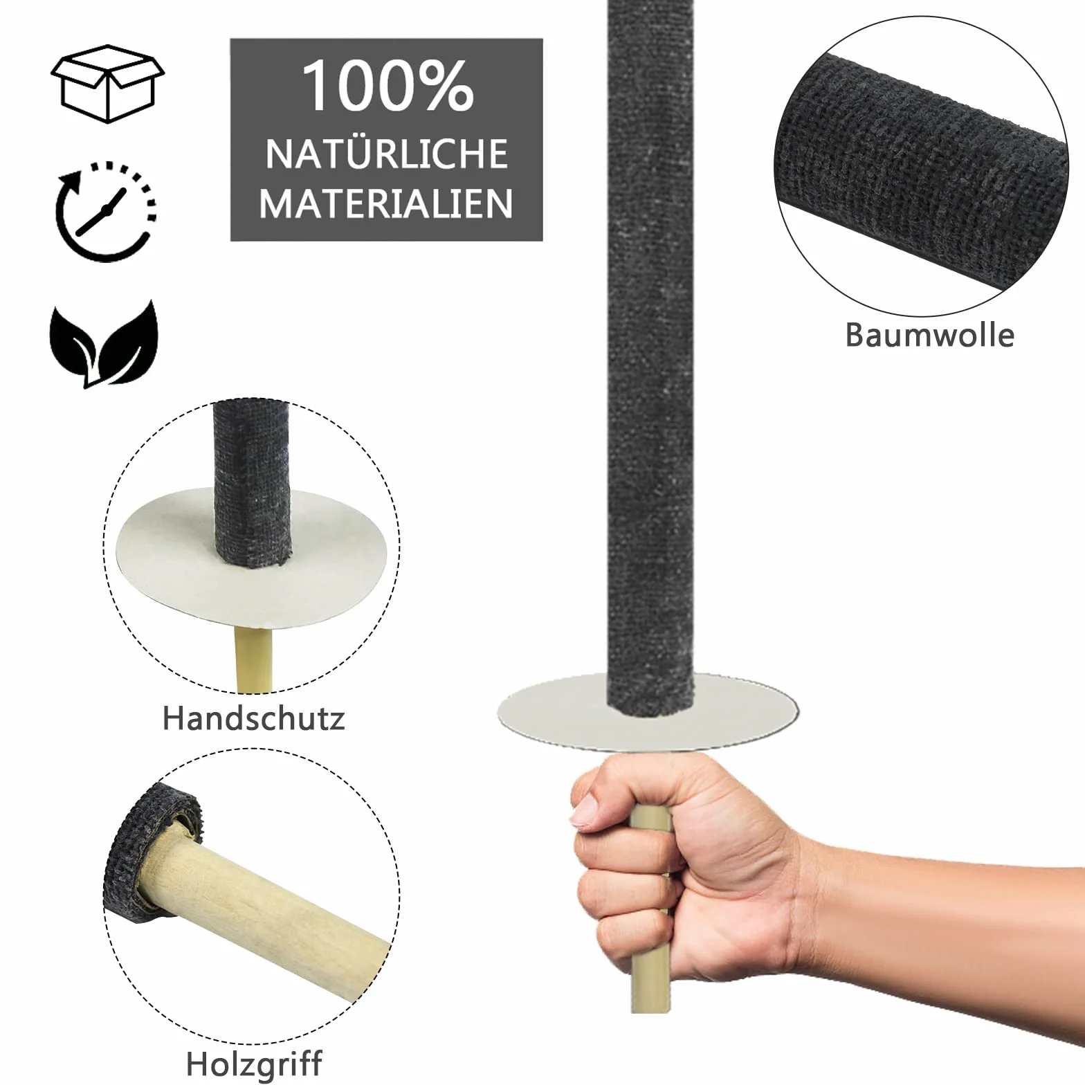 UISEBRT 100 sztuk pochodni z naturalnego wosku z ochroną dłoni, bardzo długi uchwyt, czas spalania 100 minut, dla dzieci, na wędrówki, do ogrodu, 100 szt