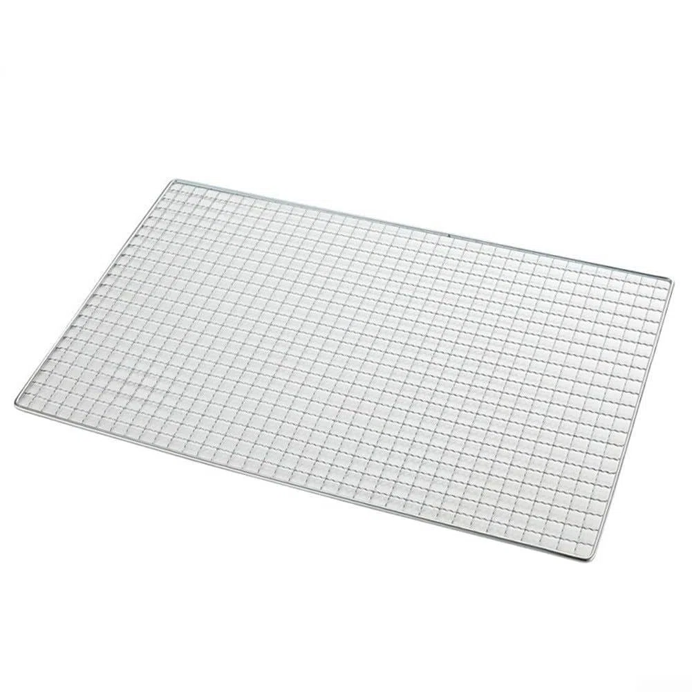 Ruszt do grillowania ze stali nierdzewnej, 60 x 40 cm, wytrzymała siatka do gotowania na świeżym powietrzu, kompatybilna z japońskimi i koreańskimi grillami, idealna na kemping i piknik