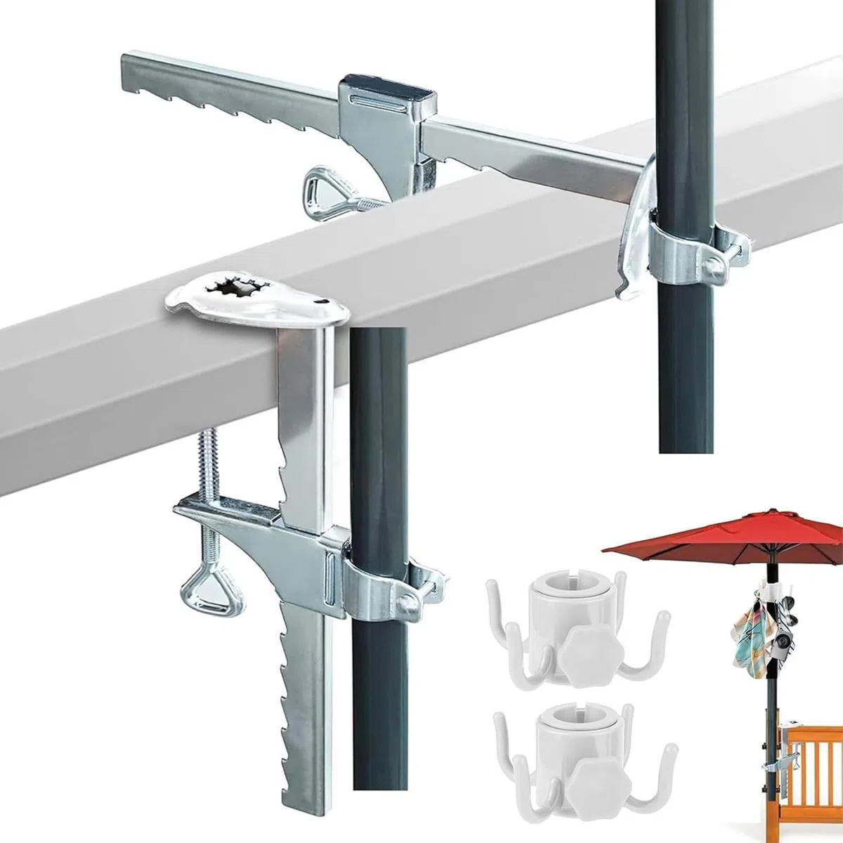 Regulowany uchwyt na balustradę przeciwsłoneczną, przedłużony uchwyt na parasol przeciwsłoneczny, zacisk balkonowy, uchwyt na balustradę balkonową, uchwyt na parasol przeciwsłoneczny