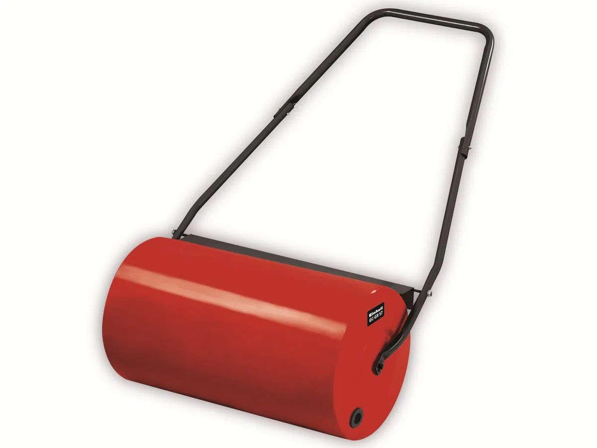 Einhell Walec do trawnika GC-GR 57 (szerokość 57 cm, średnica 32 cm, możliwość napełniania po bokach (wodą i piaskiem) z zamknięciem, regulowany pas do usuwania brudu), czerwony