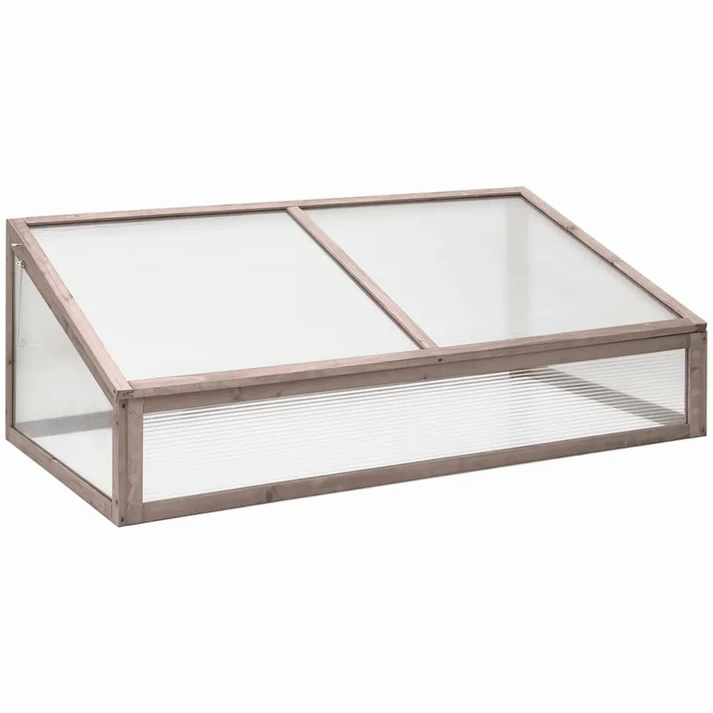 Szklarnia z litego drewna jodłowego, szara, 110 x 56 x 39 cm, z pokrywą na zawiasach, ochrona roślin do uprawy warzyw, szklarni na pomidory, domek do sadzenia, inspekt do ogrodu, na balkon