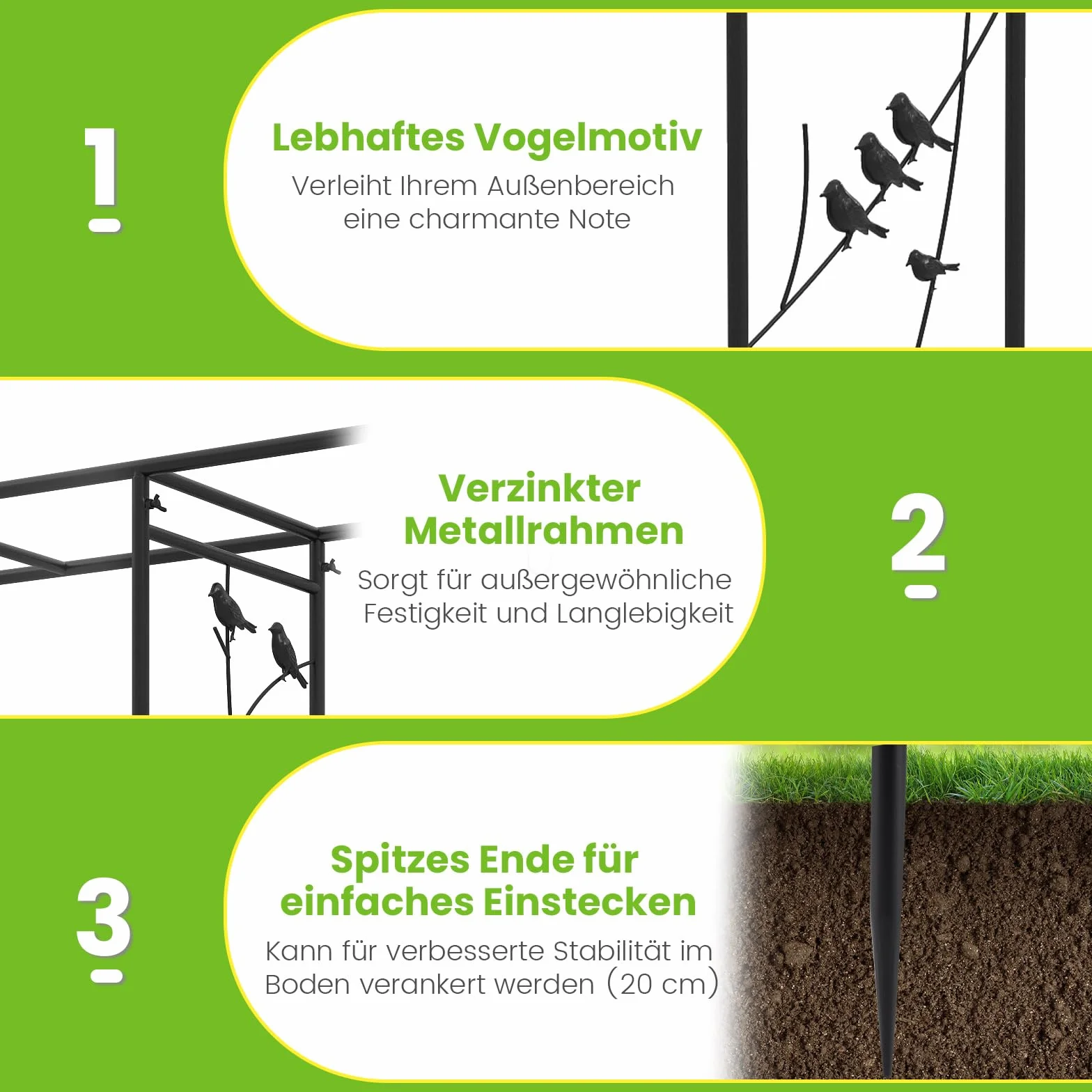 COSTWAY Łuk różany ze stacją do karmienia ptaków, metalowy łuk ogrodowy, 213 cm, łuk z misą na wodę, tacą i zestawem do zawieszania, metalowy łuk dla dzikich ptaków i roślin pnących, kratka różana do
