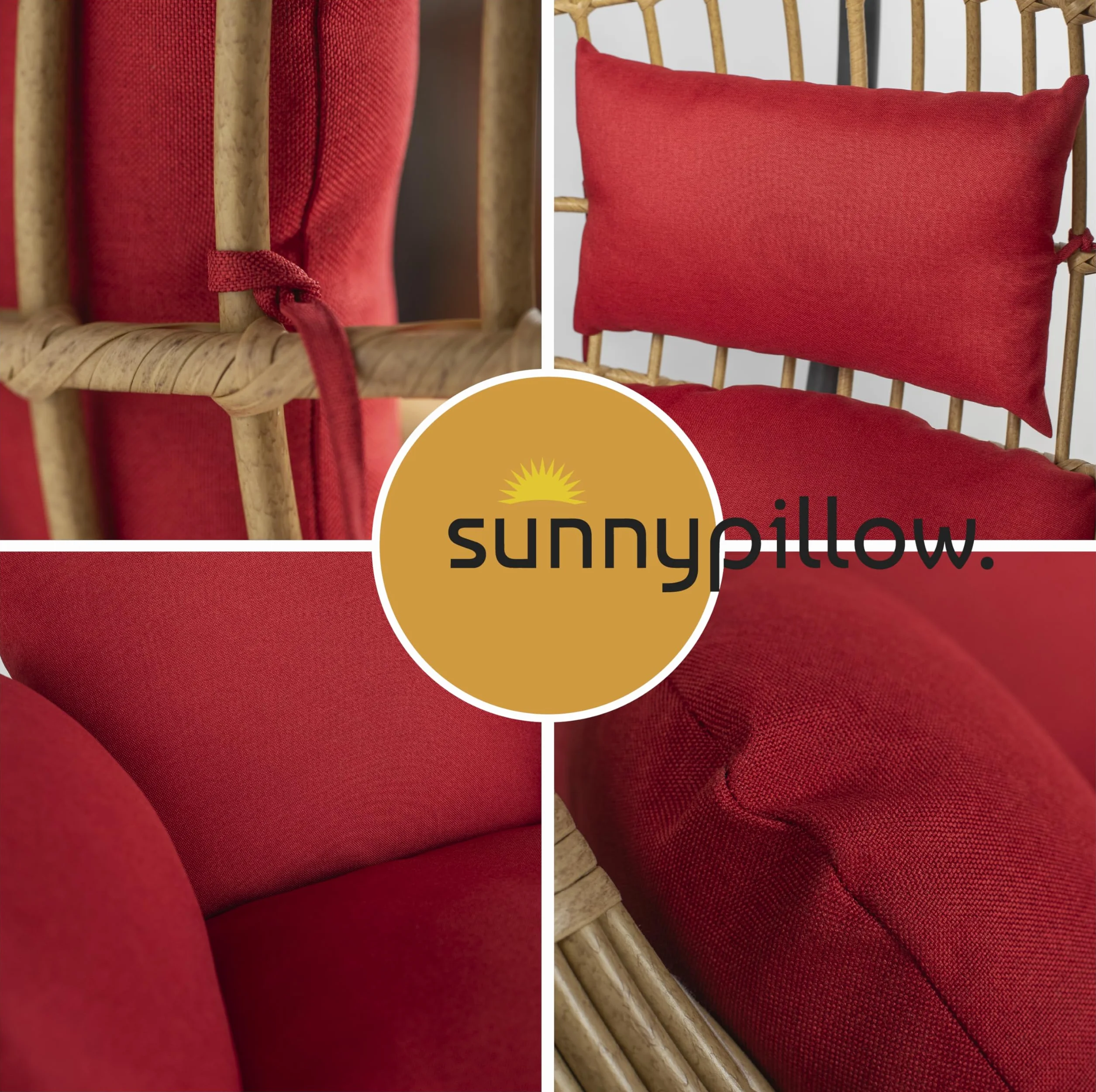 sunnypillow Poduszka do fotela wiszącego – poduszka do huśtawki wiszącej z rattanu i polirattanu – siedzisko kosza wiszącego – grubość 13 cm, odporna na promieniowanie UV, wodoodporna - Czerwona