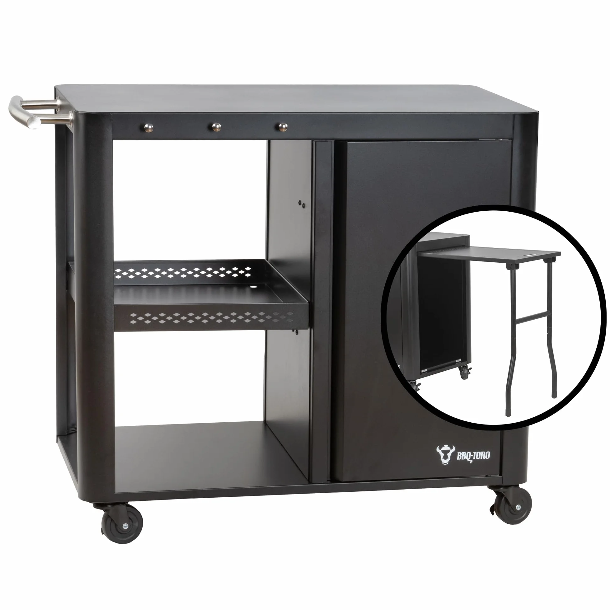 BBQ-Toro Grill na kółkach 95 x 50 x 80 cm, stół do grillowania z dużą powierzchnią roboczą, stolik pomocniczy, stolik do grillowania na świeżym powietrzu, wózek do serwowania, wózek do serwowania,