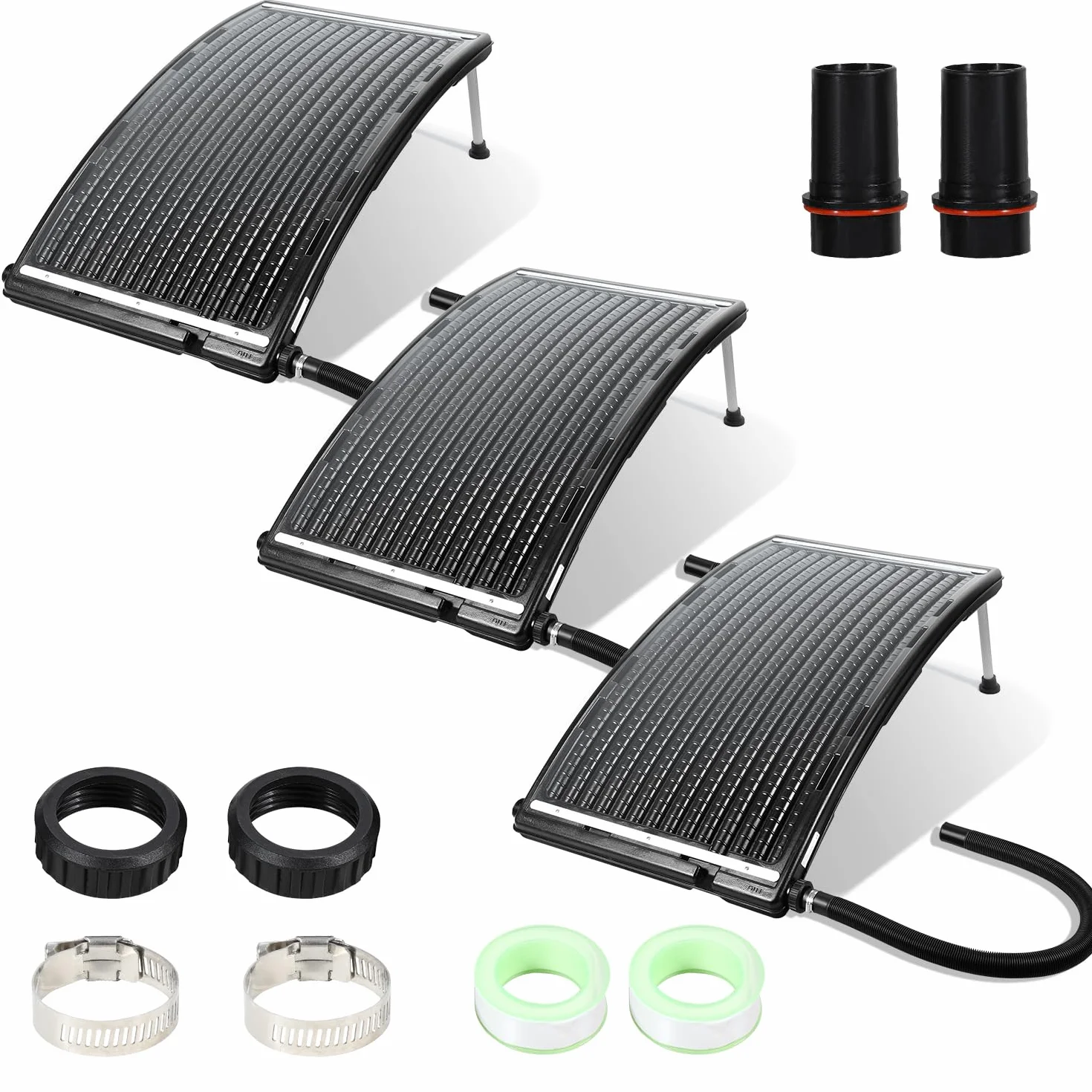Daromigo Solarne ogrzewanie basenowe, kolektor słoneczny, 110 x 65 x 36 cm, ogrzewanie solarne 10 000 l/h, przyłącze Ø 38-40 mm, możliwość rozszerzenia ogrzewania basenu, instalacja solarna do ciepłej