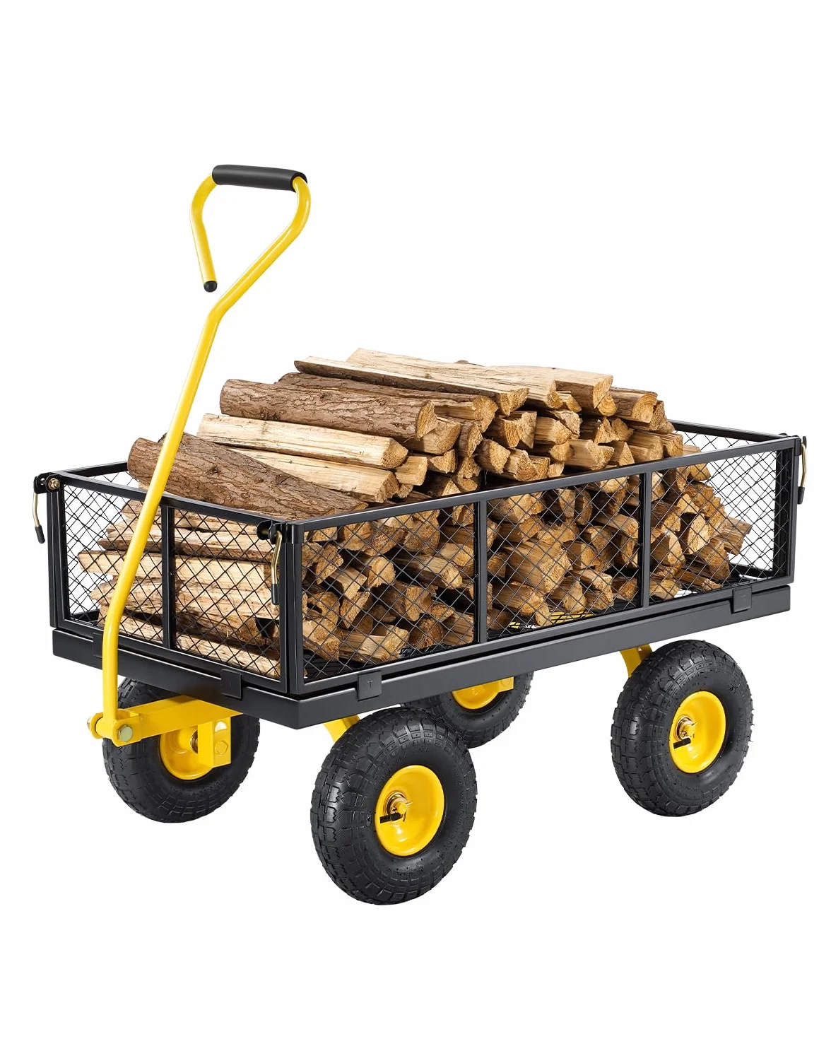 VEVOR Wózek ogrodowy 408 kg, wytrzymały stalowy wózek ogrodowy, wózek ogrodowy na kółkach, metalowe wózki użytkowe z oponami 25 cm i zdejmowanymi bokami z siatki (przekształcony w platformę) i
