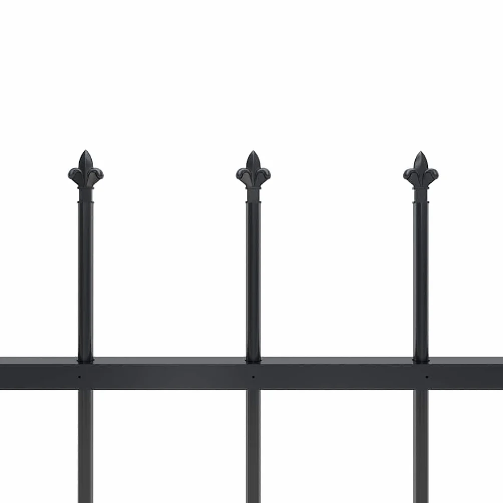 Ogrodzenie ogrodowe z grotem włóczni, stal malowana proszkowo, 340 x 80 cm, czarne, wytrzymały element ogrodzenia do ogrodu, na podwórko i działkę, łącznie ze słupkami i akcesoriami montażowymi