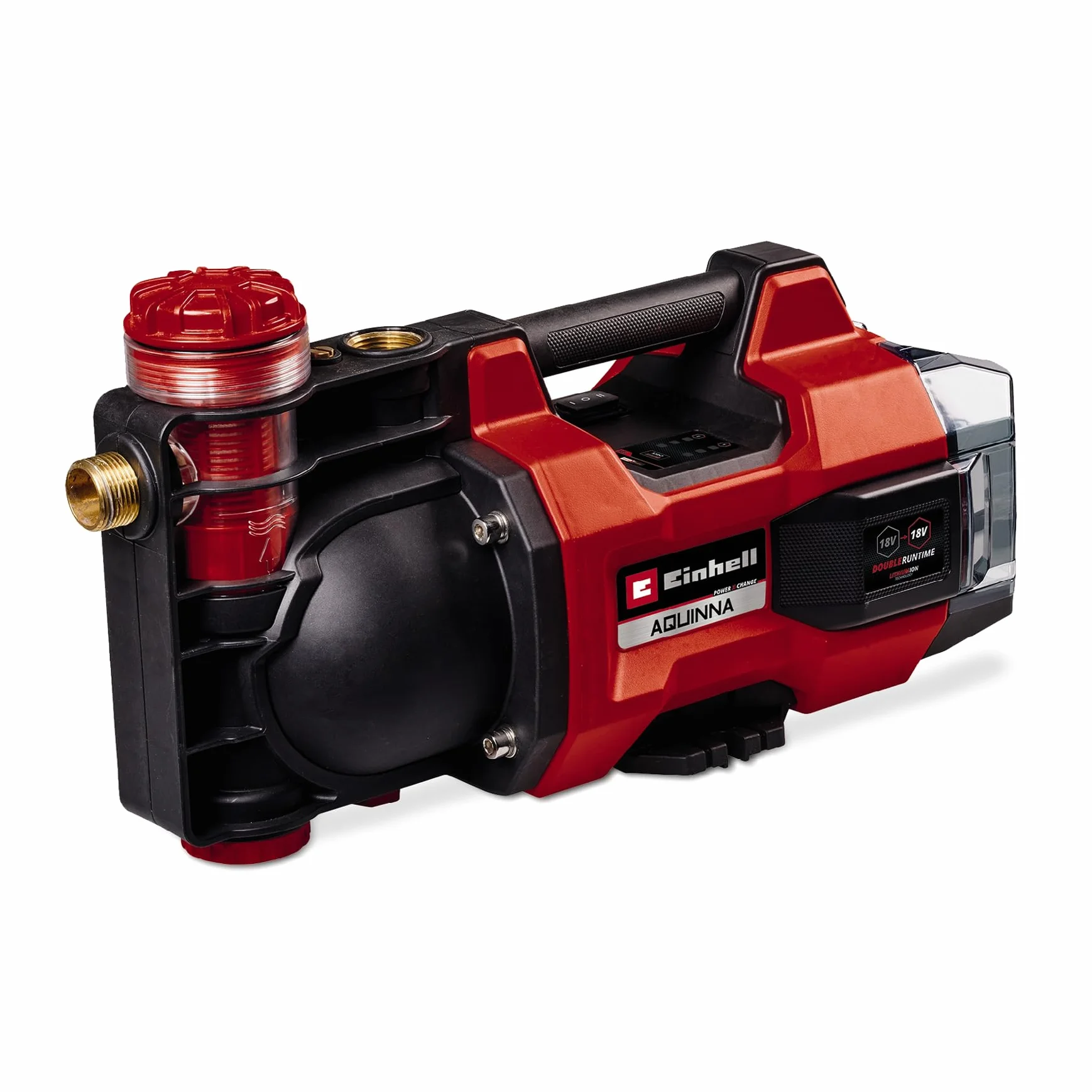 Einhell Akum. pompa ogrodowa AQUINNA 18/30 F LED Power X-Change (18 V, maks. wydajność przepływu 3000 l/h, 2 gniazda akumulatora, podwójny czas pracy, tryby ECO/BOOST, filtr wstępny, bez akumulatora)