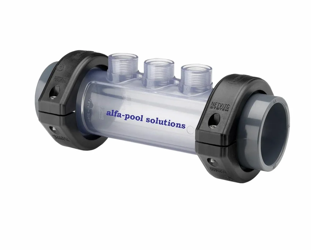 Ogniwo pomiarowe PVC 2 uchwyty elektrody korek 1/2" przyłącze złączka D50mm armatura przepływowa