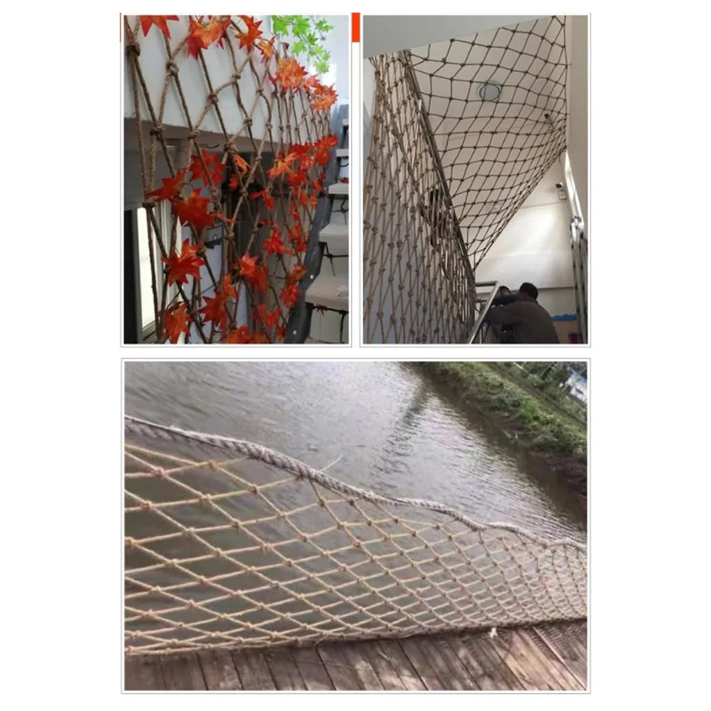 Siatka ochronna dla dzieci z konopi i juty, 3 x 15 m, nietoksyczna bariera na schody, balkony i dekoracje zewnętrzne, trwała siatka ochronna do użytku wewnątrz i na zewnątrz